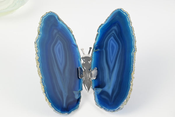 Blue Agate "Butterfly" Freestanding 13cm - #BUBLUF-90022