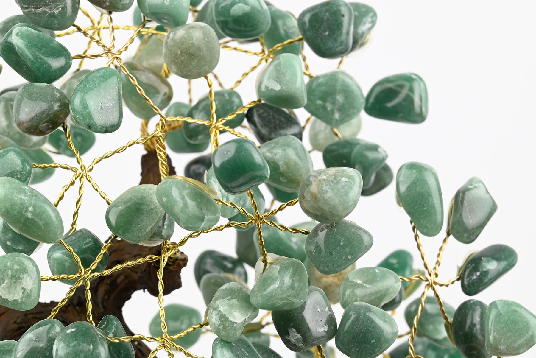Handmade 37cm Tall Gemstone Tree with Amethyst base and 180 Green Quartz gems - #TRGREE-36002