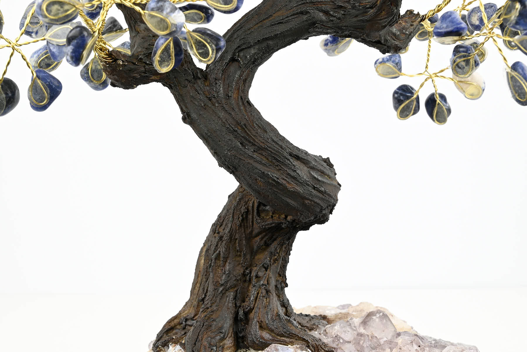 Handmade 35cm Tall Gemstone Tree with Amethyst base and 180 Sodalite gems - #TRSODA-36005