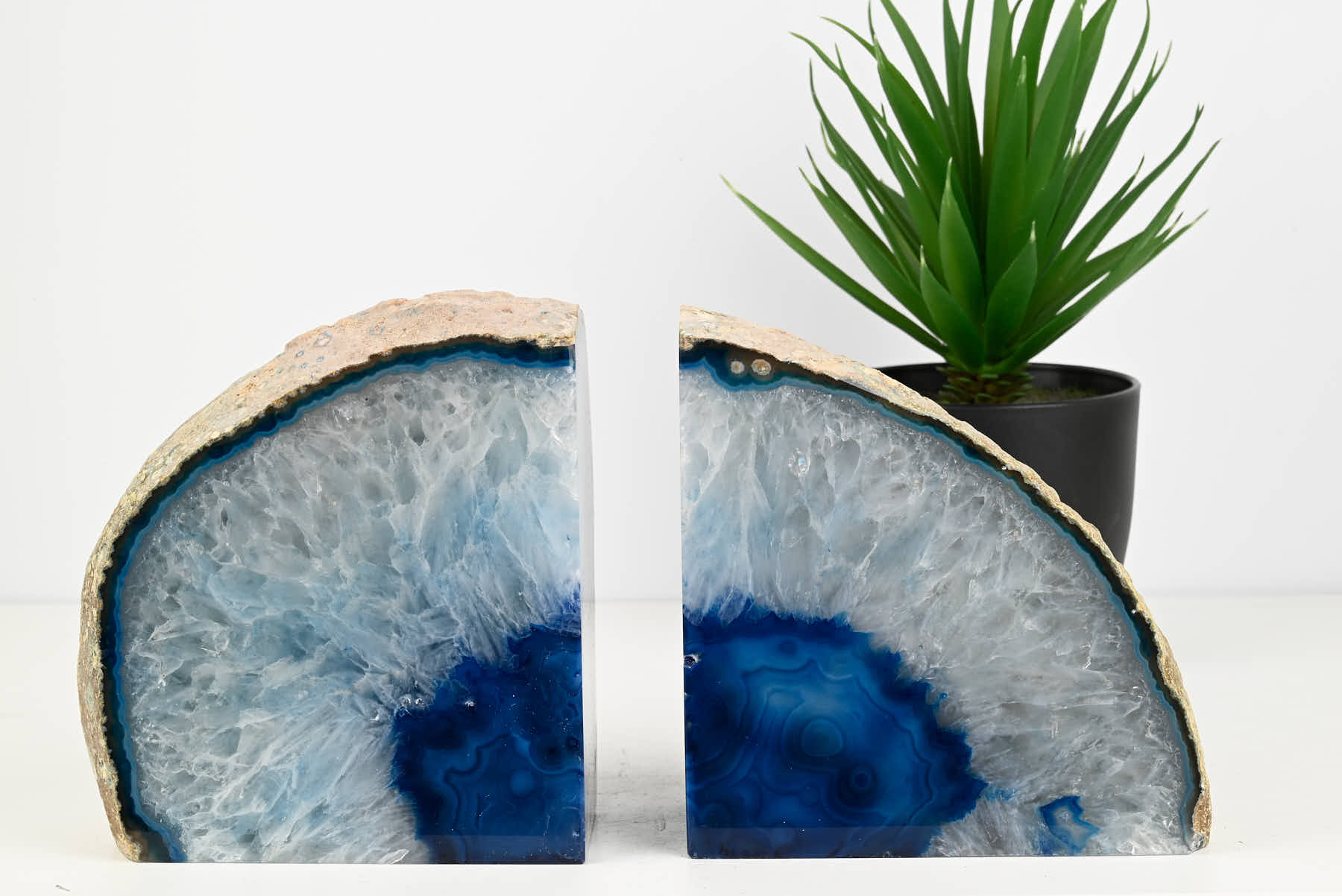 Extra Quality Blue Agate Bookends - 14cm tall - #BOBLUE-12005