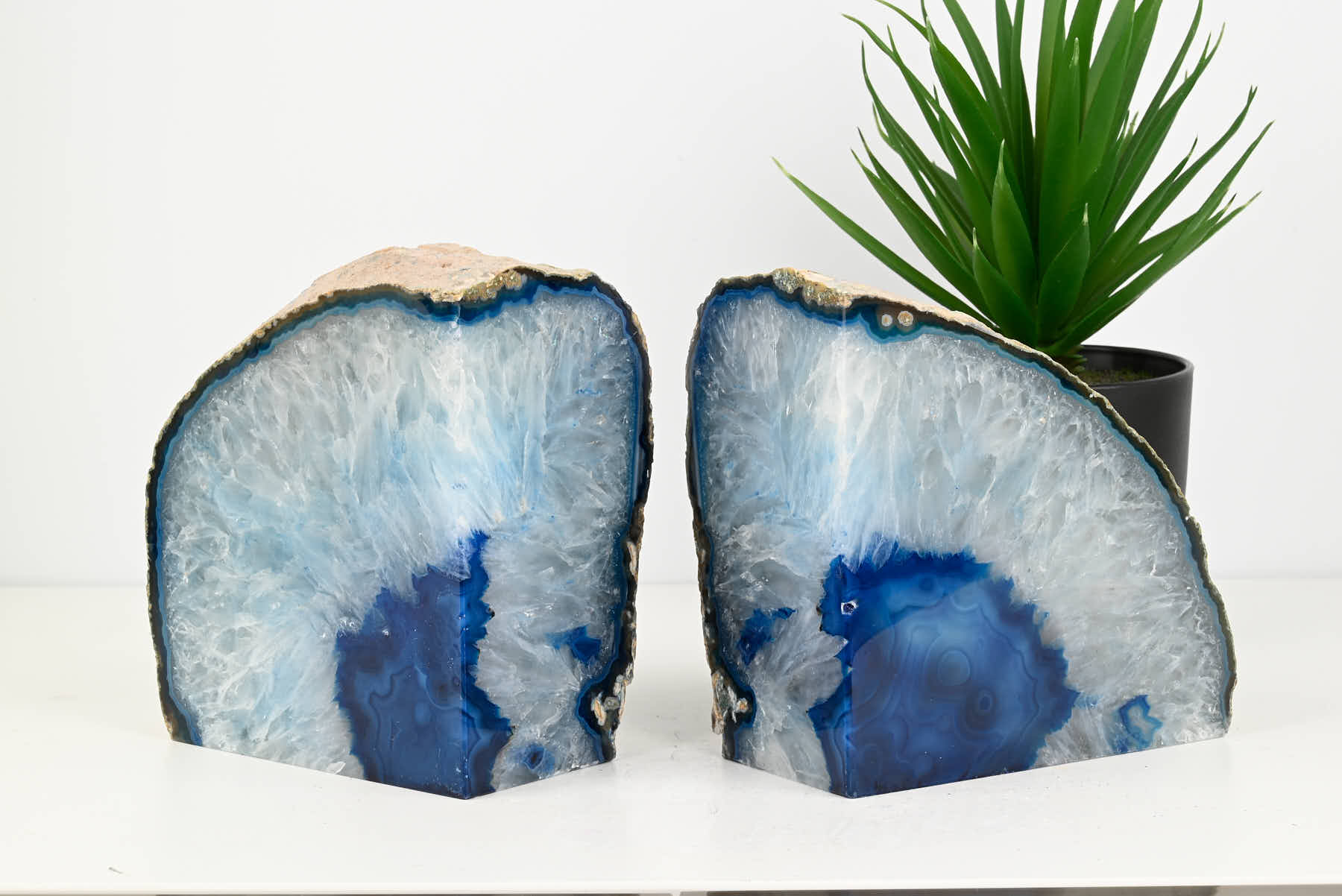 Extra Quality Blue Agate Bookends - 14cm tall - #BOBLUE-12005