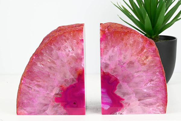 Extra Quality Pink Agate Bookends - 15cm tall - #BOPINK-12008