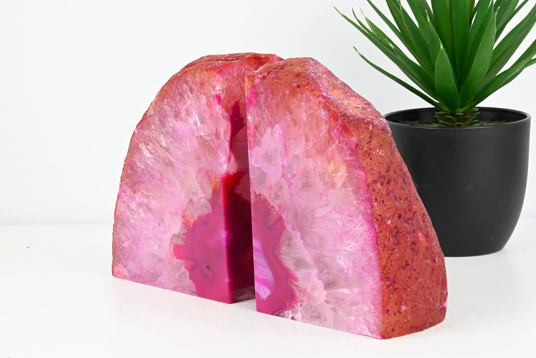 Extra Quality Pink Agate Bookends - 15cm tall - #BOPINK-12008