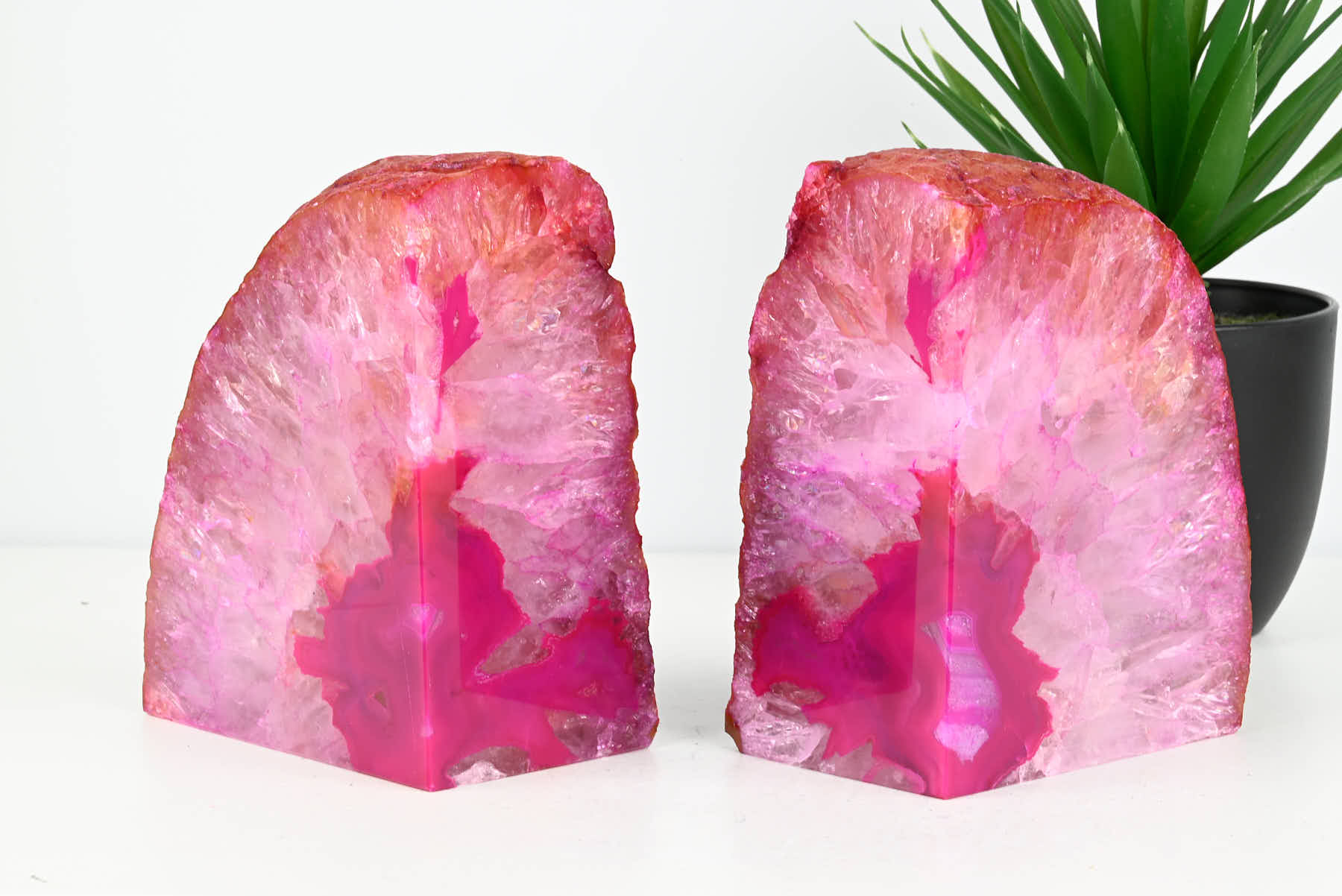 Extra Quality Pink Agate Bookends - 15cm tall - #BOPINK-12008