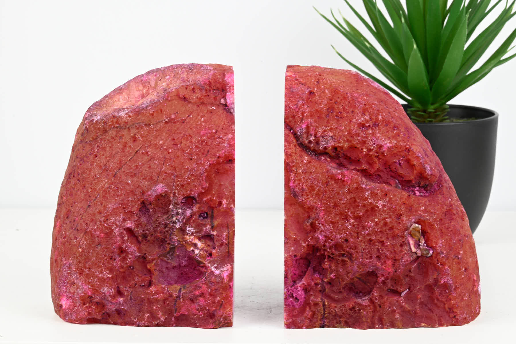 Extra Quality Pink Agate Bookends - 15cm tall - #BOPINK-12008