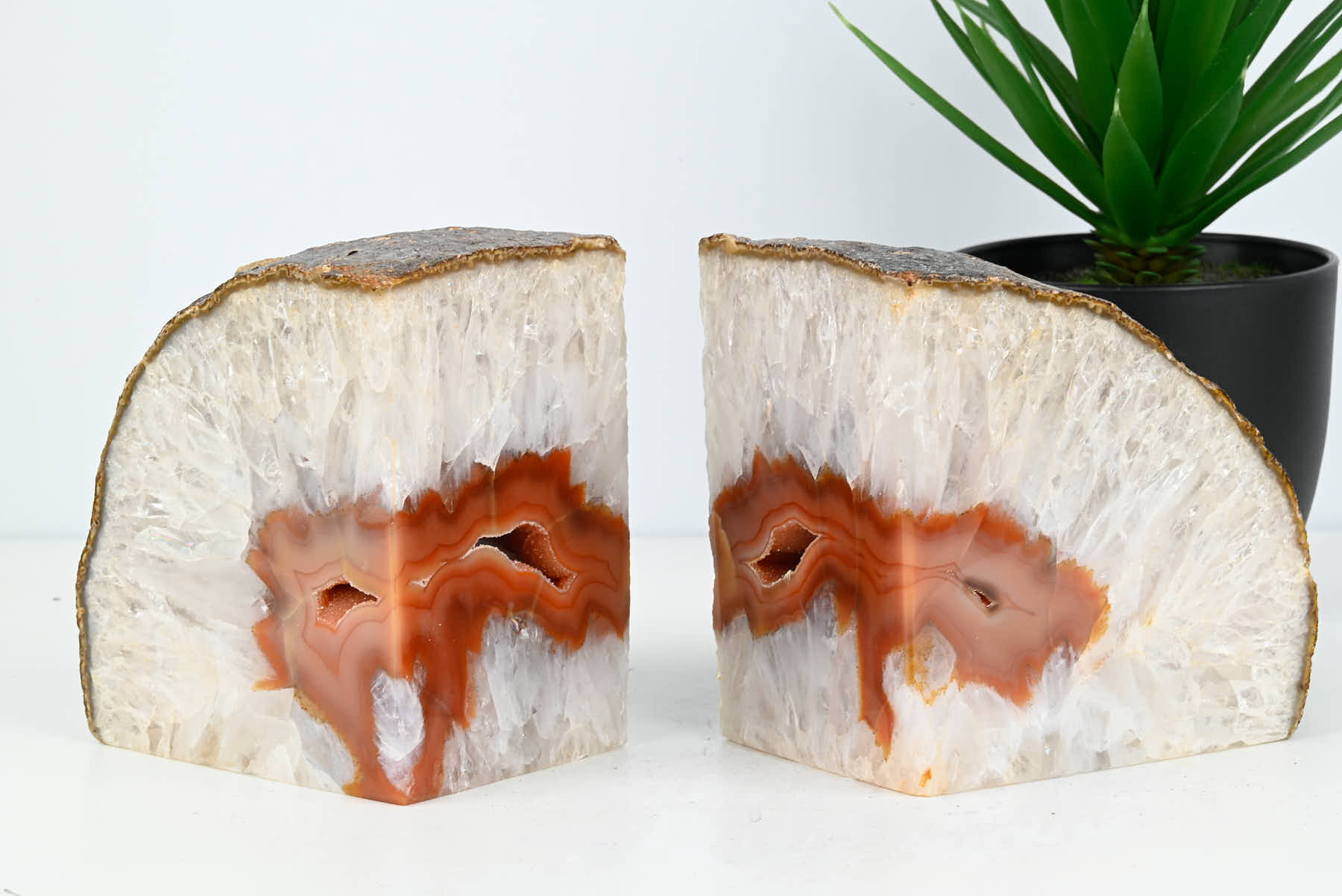 Extra Quality Natural Agate Bookends - 12cm tall - #BONATU-12003