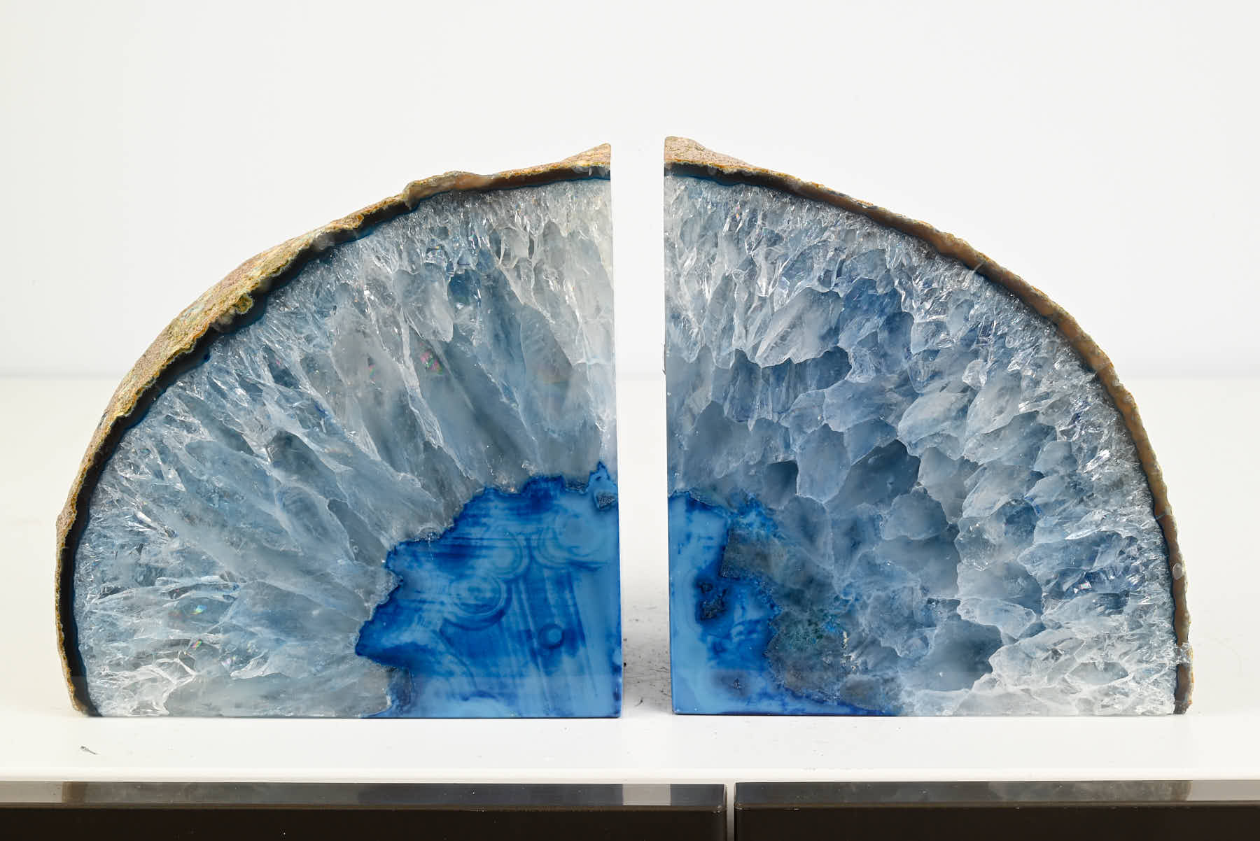 Extra Quality Blue Agate Bookends - 13cm tall - #BOBLUE-12002
