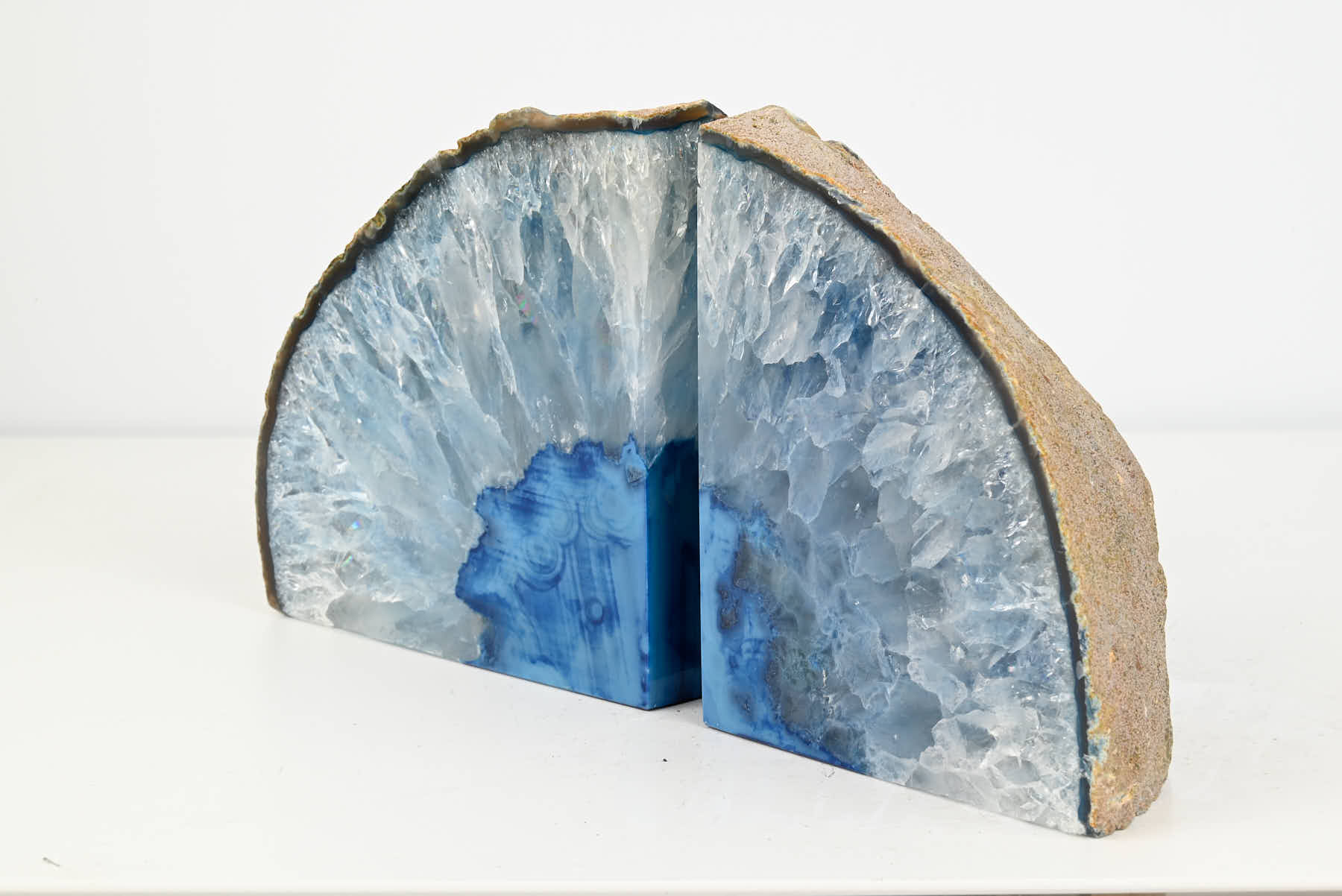 Extra Quality Blue Agate Bookends - 13cm tall - #BOBLUE-12002