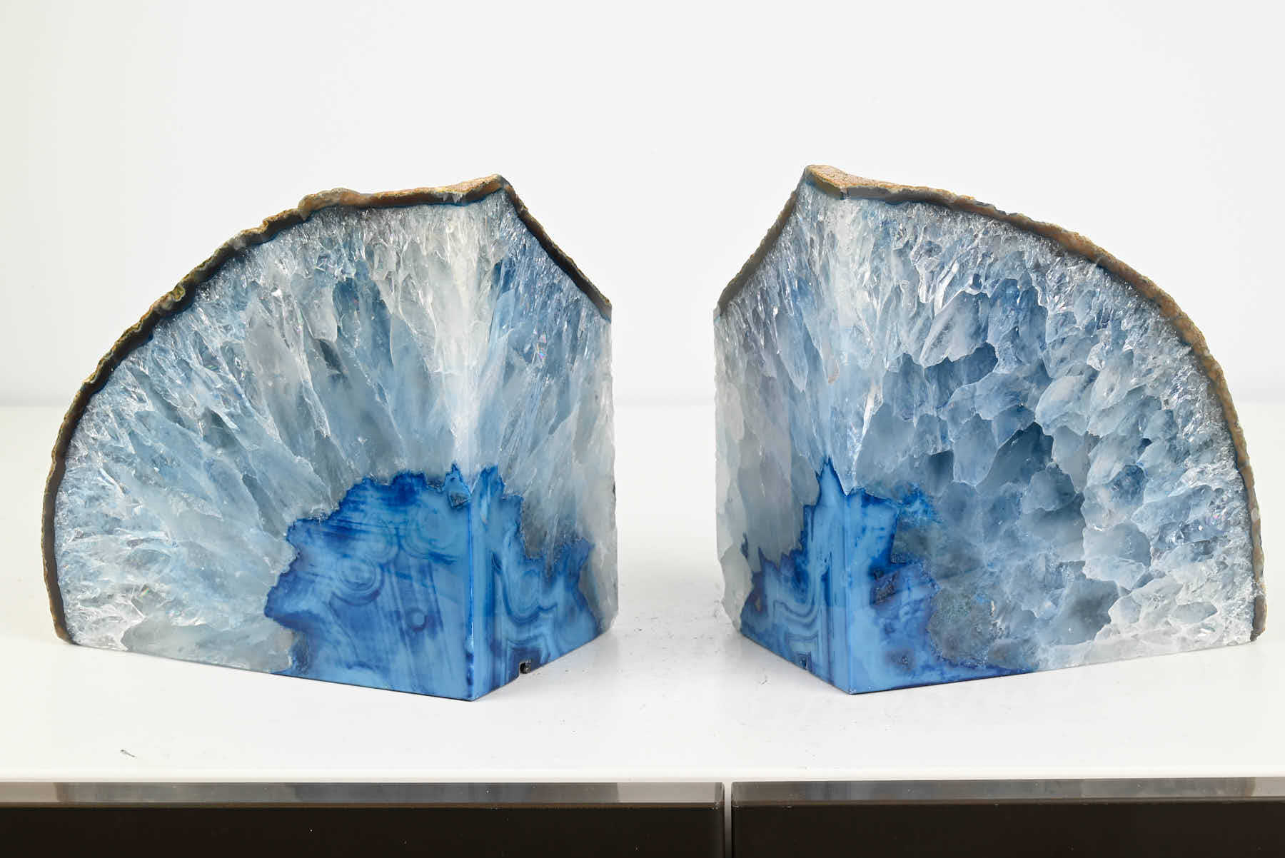 Extra Quality Blue Agate Bookends - 13cm tall - #BOBLUE-12002