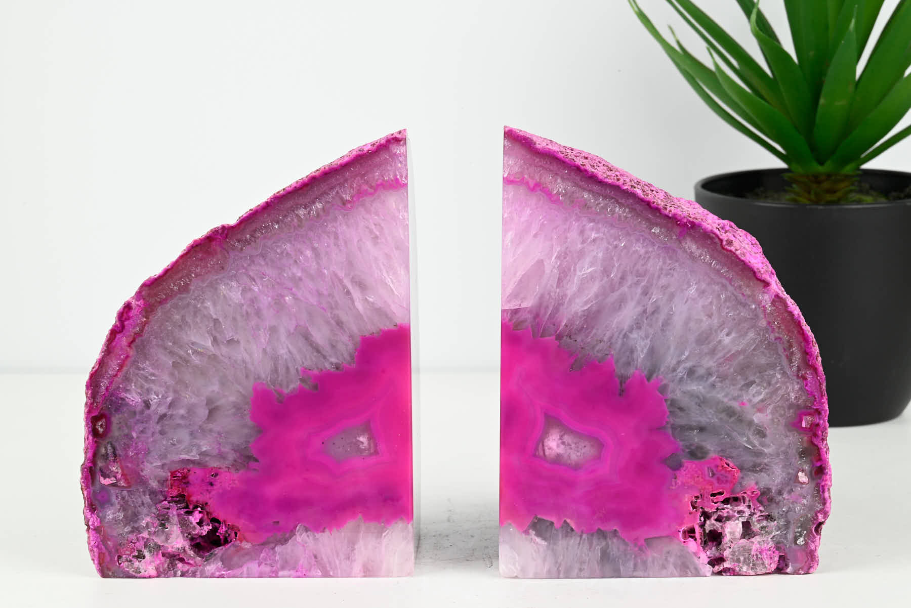 Extra Quality Pink Agate Bookends - 14cm tall - #BOPINK-12002