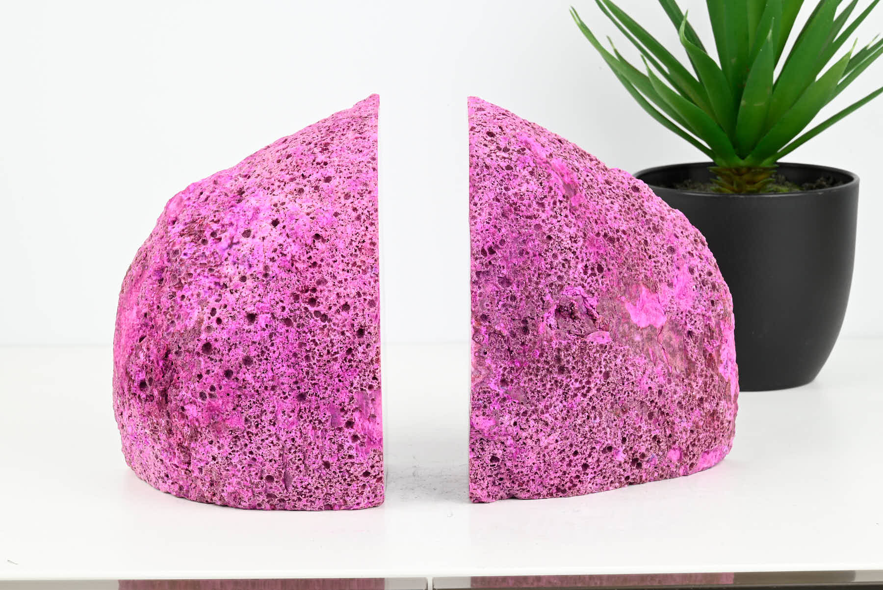 Extra Quality Pink Agate Bookends - 14cm tall - #BOPINK-12002