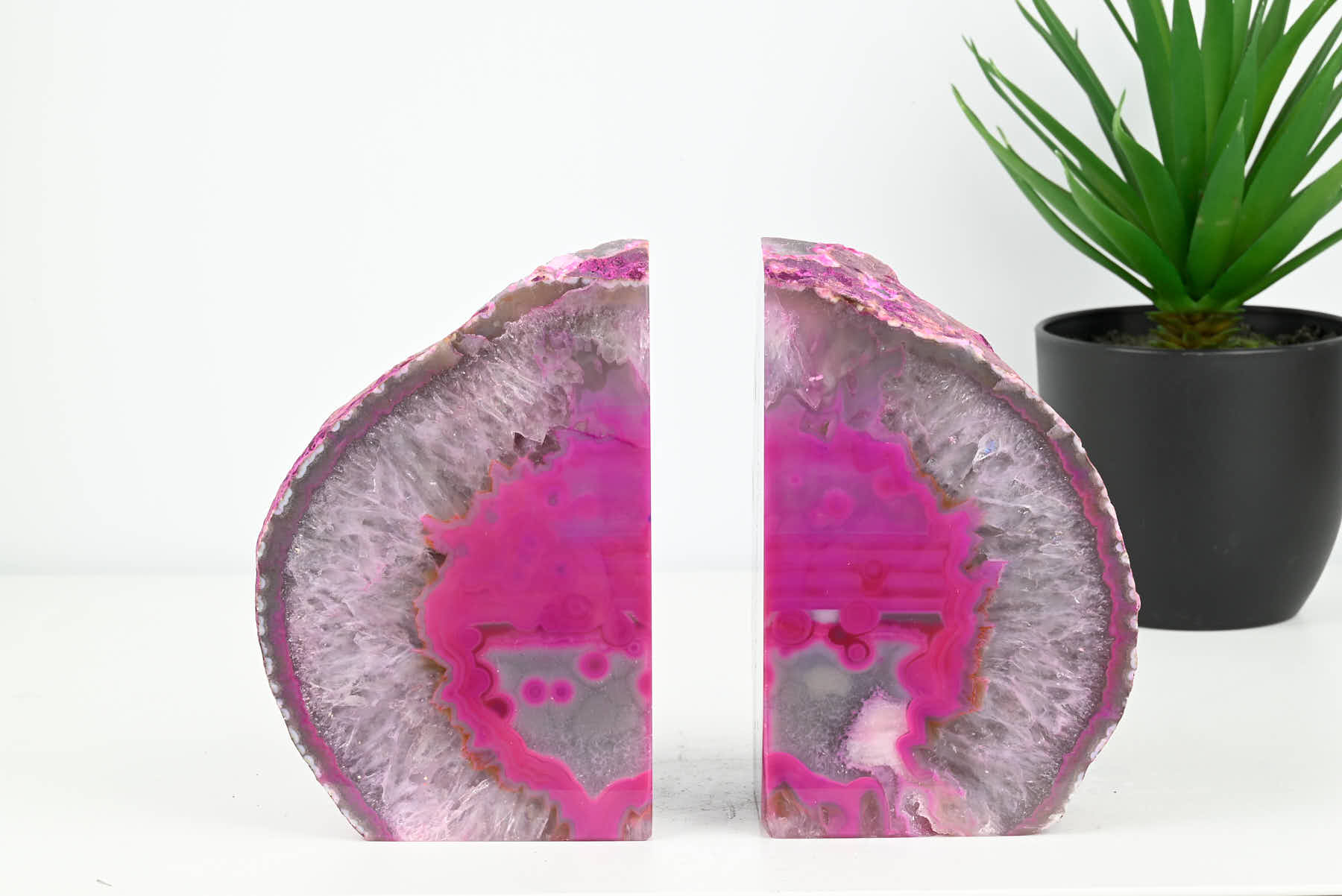 Extra Quality Pink Agate Bookends - 15cm tall - #BOPINK-12003