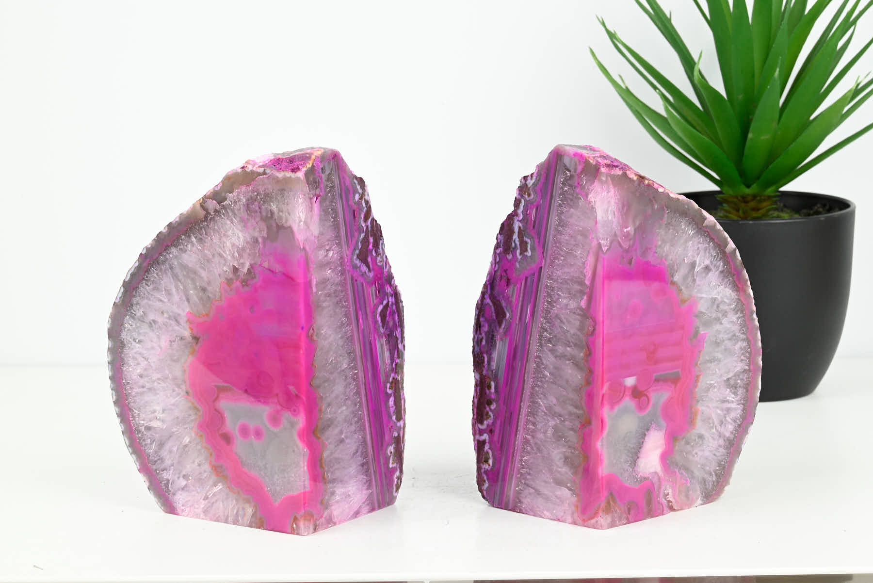 Extra Quality Pink Agate Bookends - 15cm tall - #BOPINK-12003