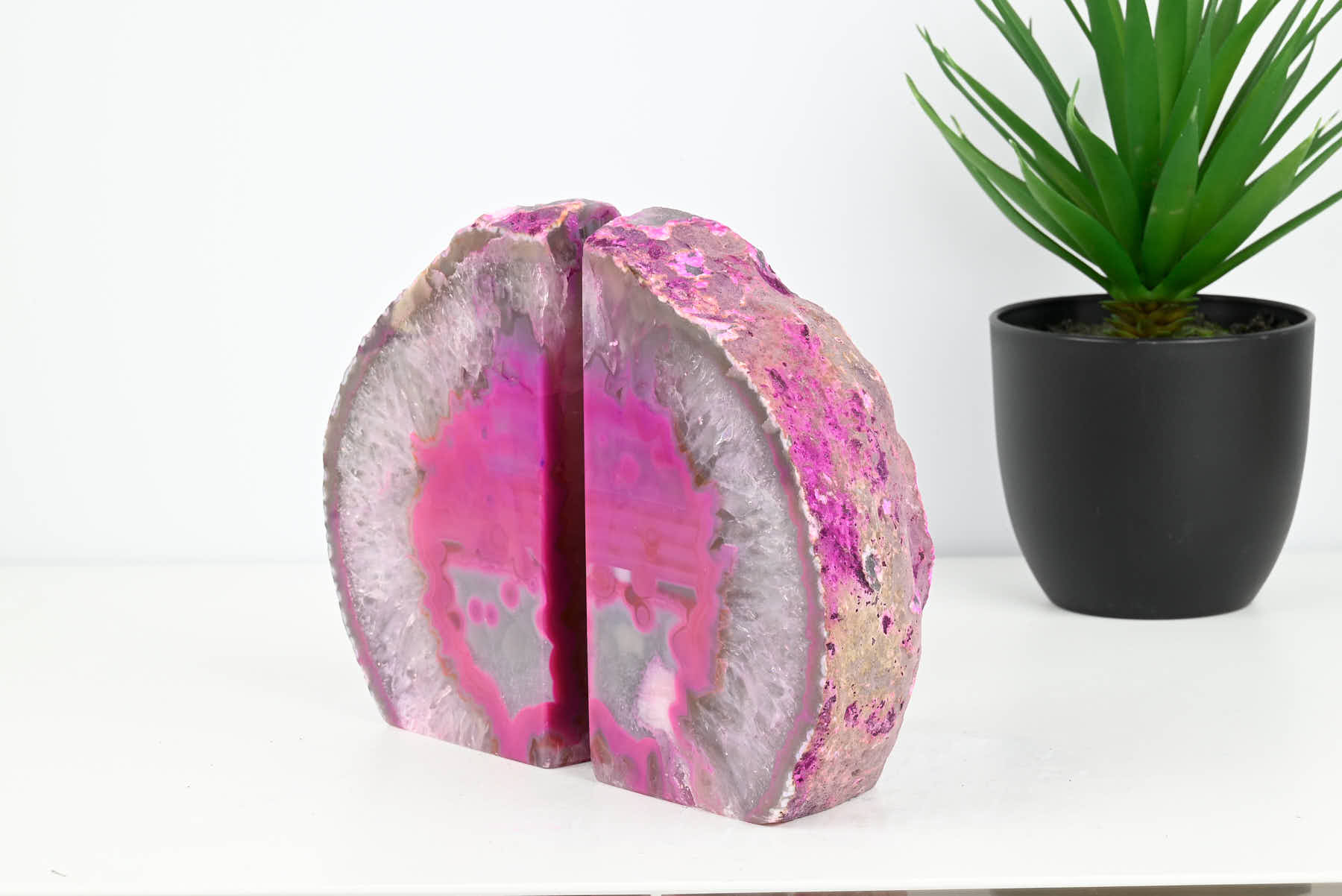 Extra Quality Pink Agate Bookends - 15cm tall - #BOPINK-12003