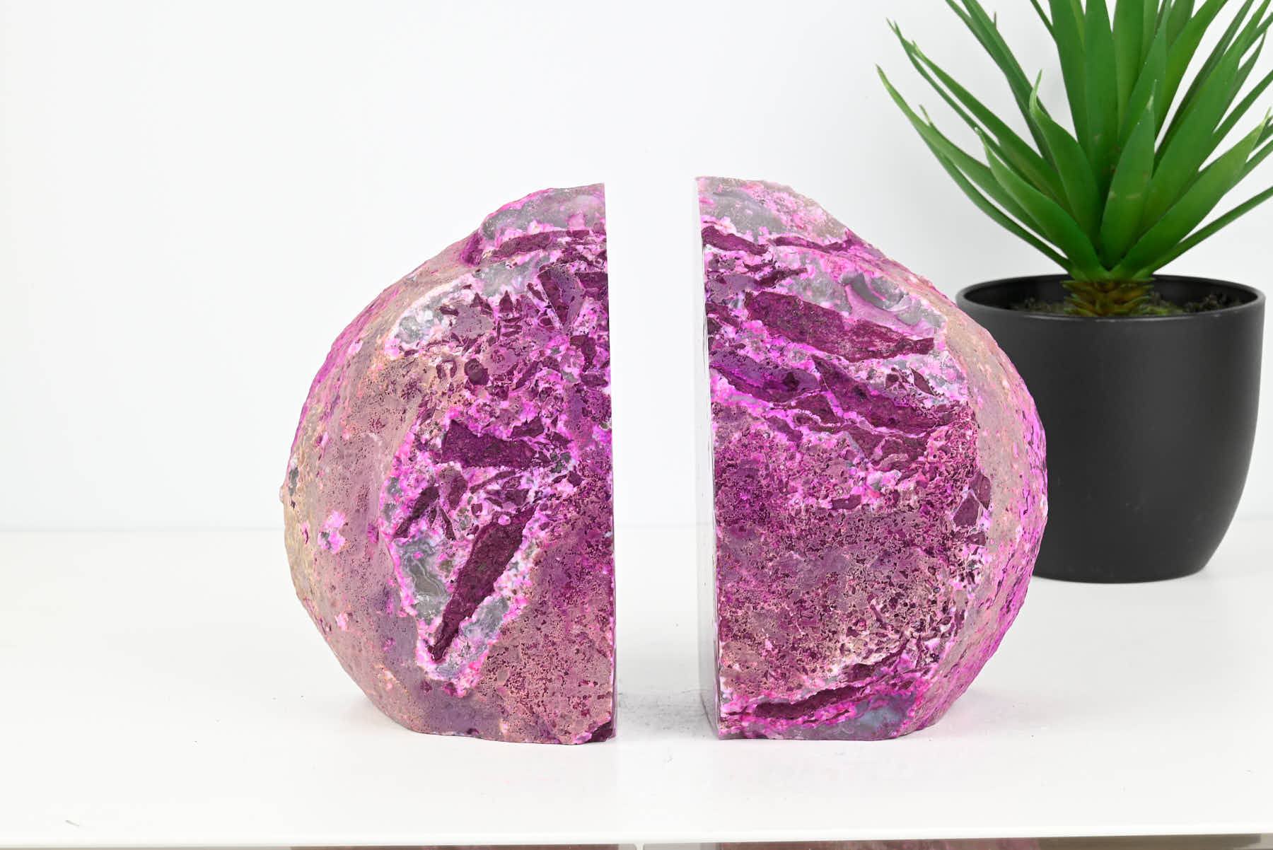 Extra Quality Pink Agate Bookends - 15cm tall - #BOPINK-12003