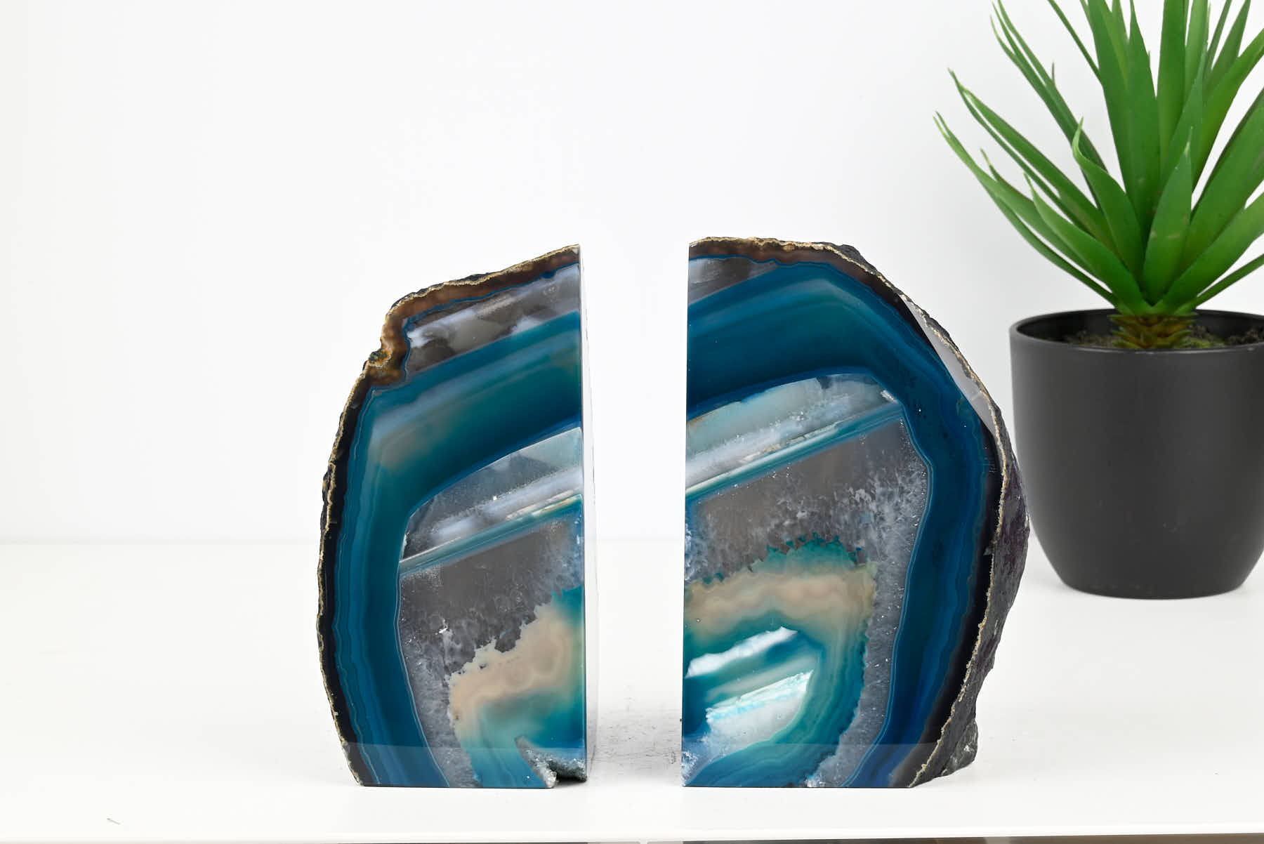 Extra Quality Teal Agate Bookends - 15cm tall - #BOTEAL-12001