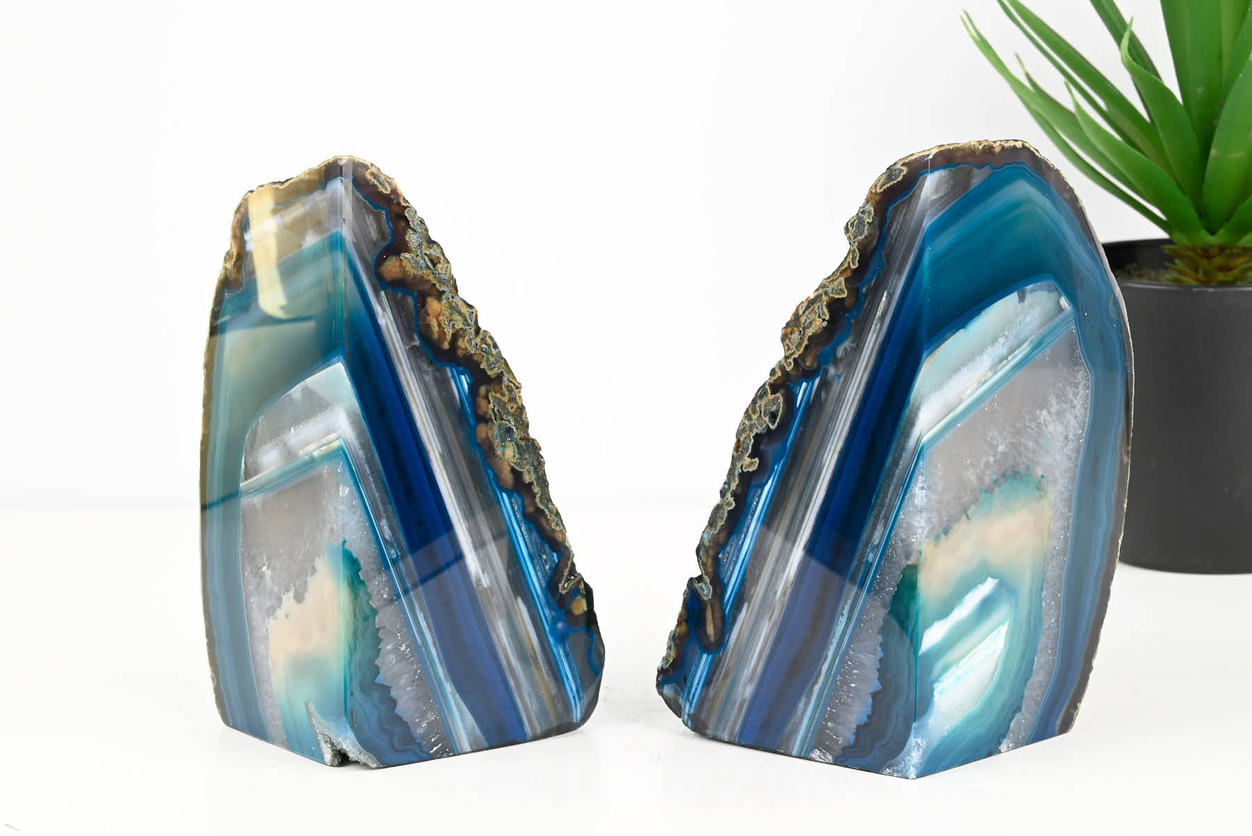 Extra Quality Teal Agate Bookends - 15cm tall - #BOTEAL-12001