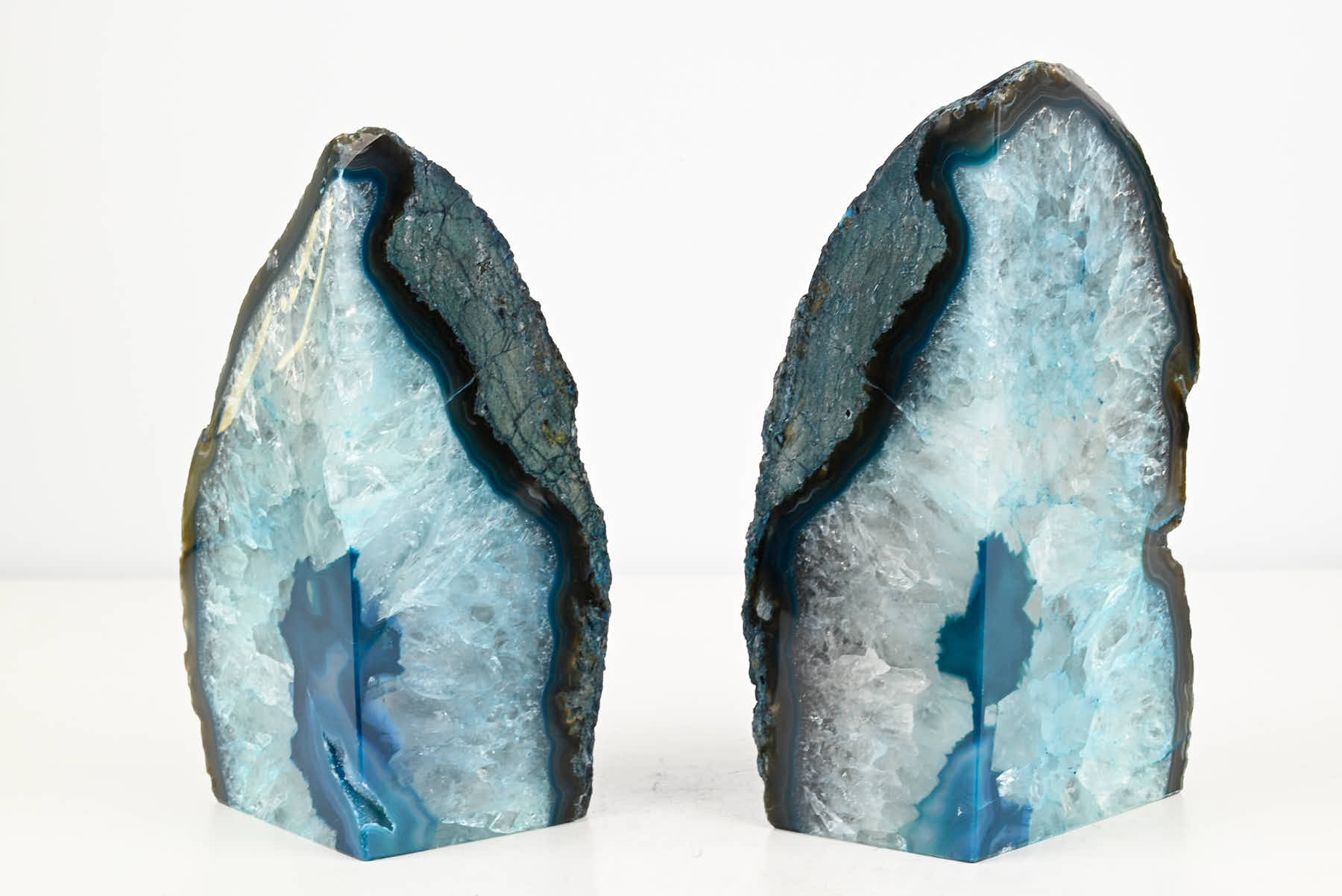 Extra Quality Teal Agate Bookends - 18cm tall - #BOTEAL-12003