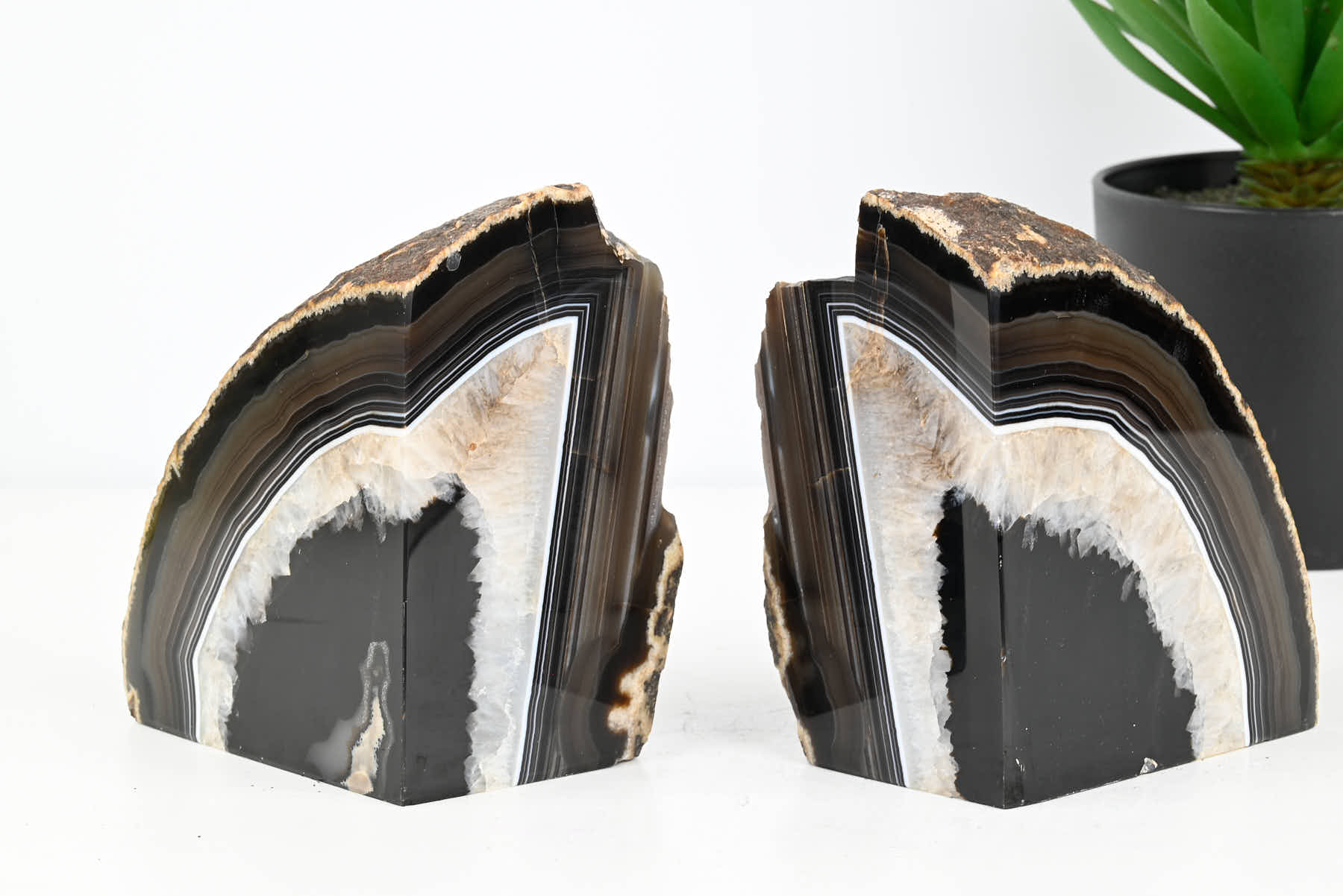 Extra Quality Natural Agate Bookends - 12cm tall - #BONATU-12008