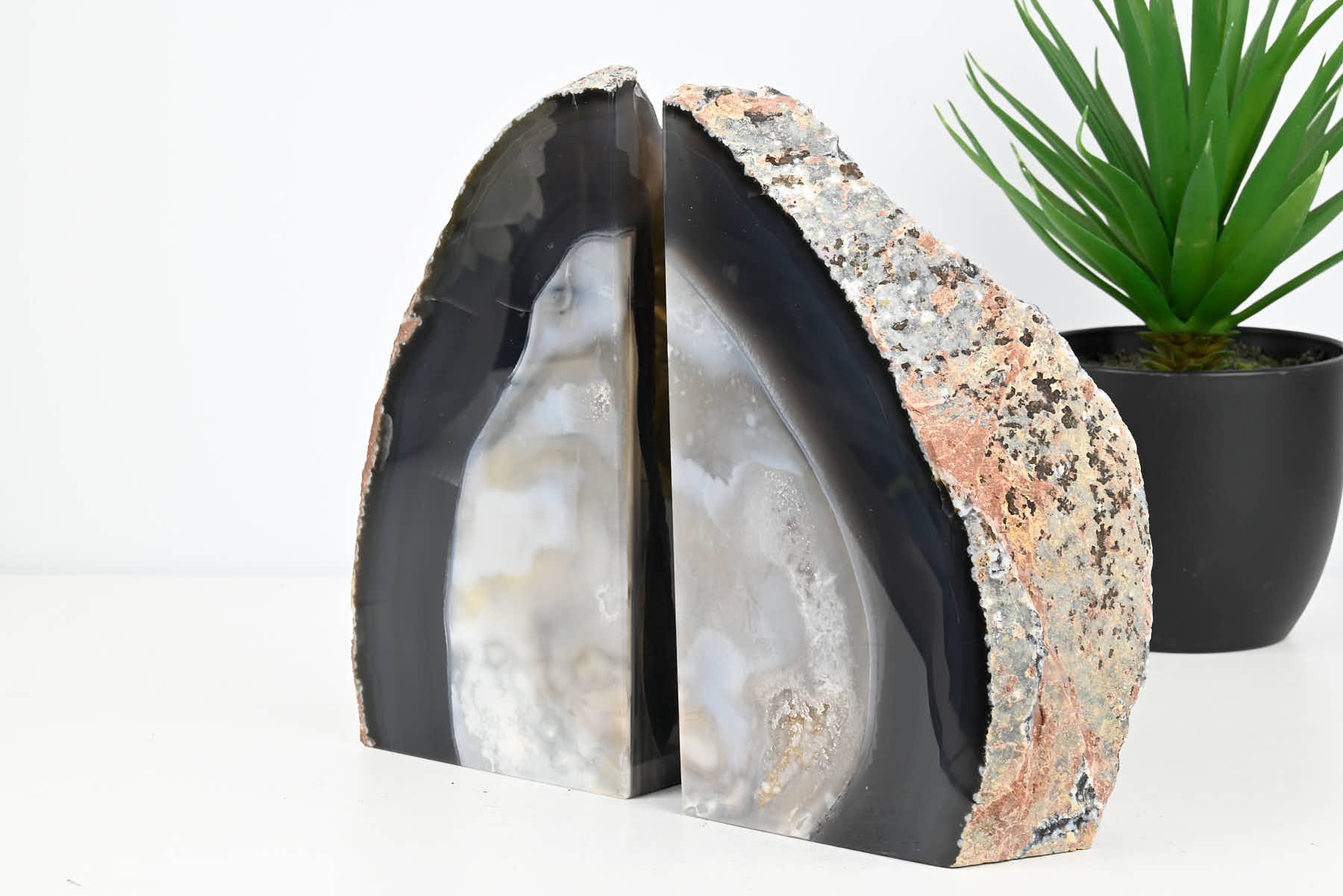 Extra Quality Natural Agate Bookends - 18cm tall - #BONATU-12005
