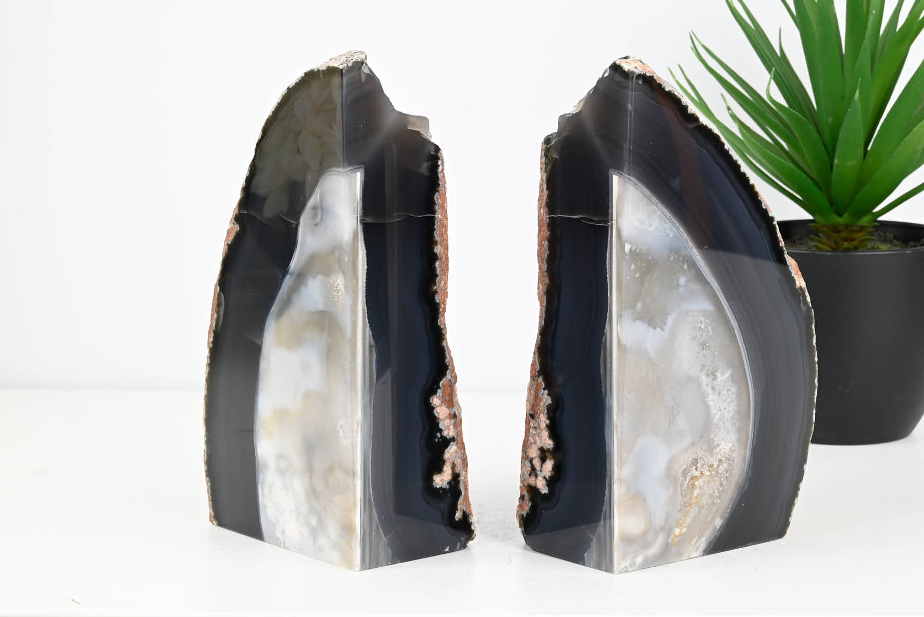 Extra Quality Natural Agate Bookends - 18cm tall - #BONATU-12005