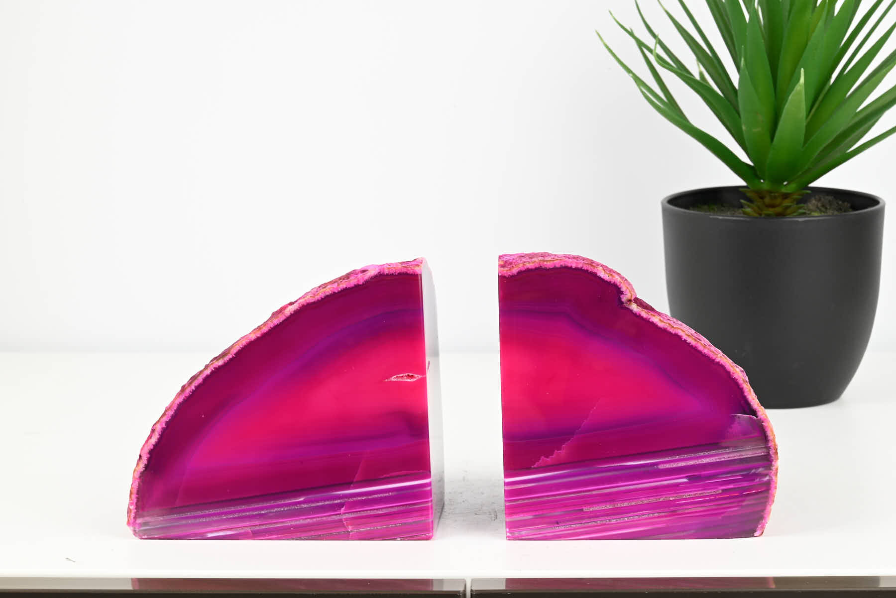 Extra Quality Pink Agate Bookends - 11cm tall - #BOPINK-12004