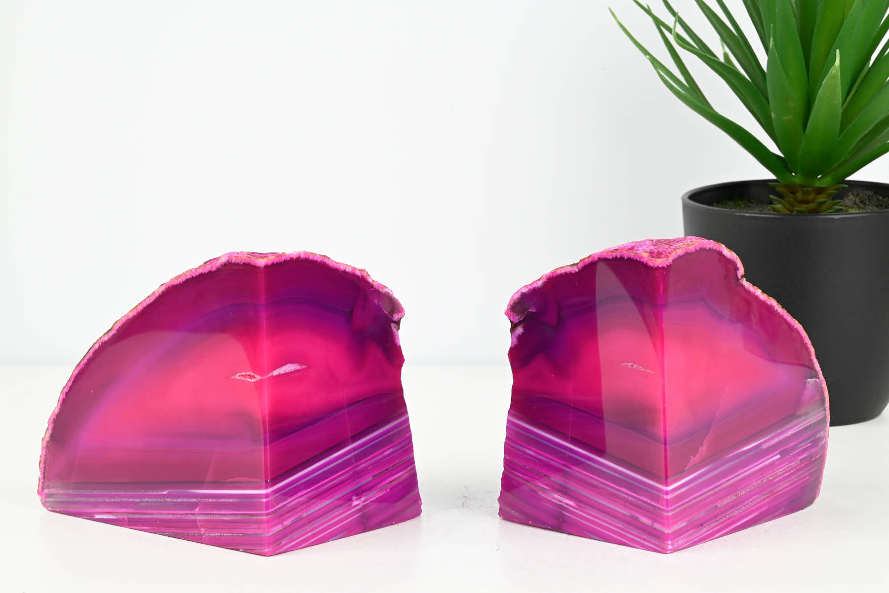 Extra Quality Pink Agate Bookends - 11cm tall - #BOPINK-12004