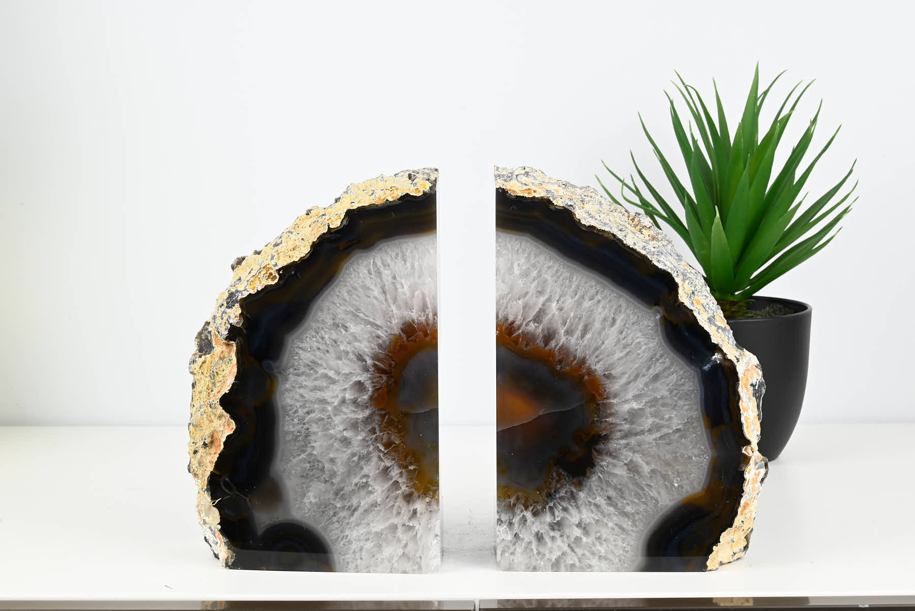 Extra Quality Natural Agate Bookends - 19cm tall - #BONATU-12012