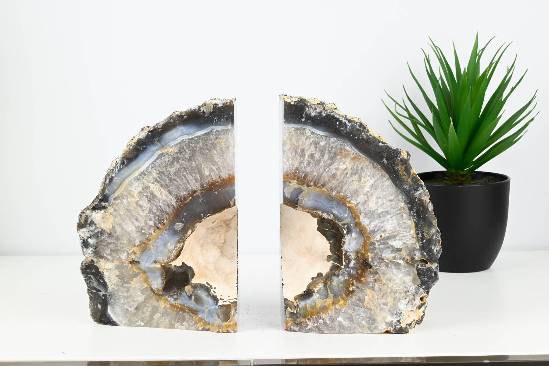 Extra Quality Natural Agate Bookends - 19cm tall - #BONATU-12012