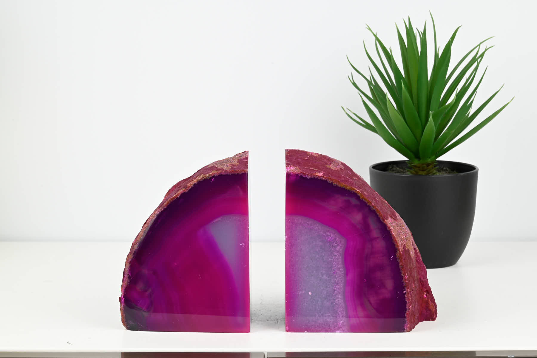 Extra Quality Pink Agate Bookends - 14cm tall - #BOPINK-12006