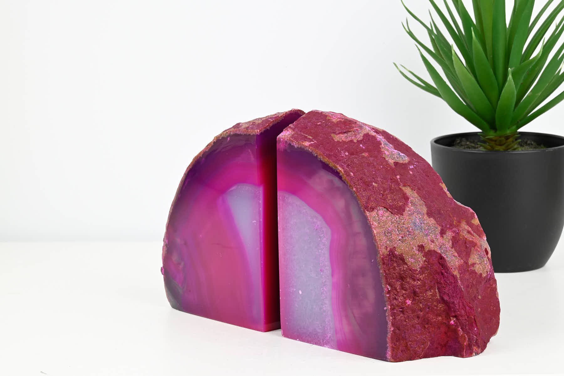 Extra Quality Pink Agate Bookends - 14cm tall - #BOPINK-12006