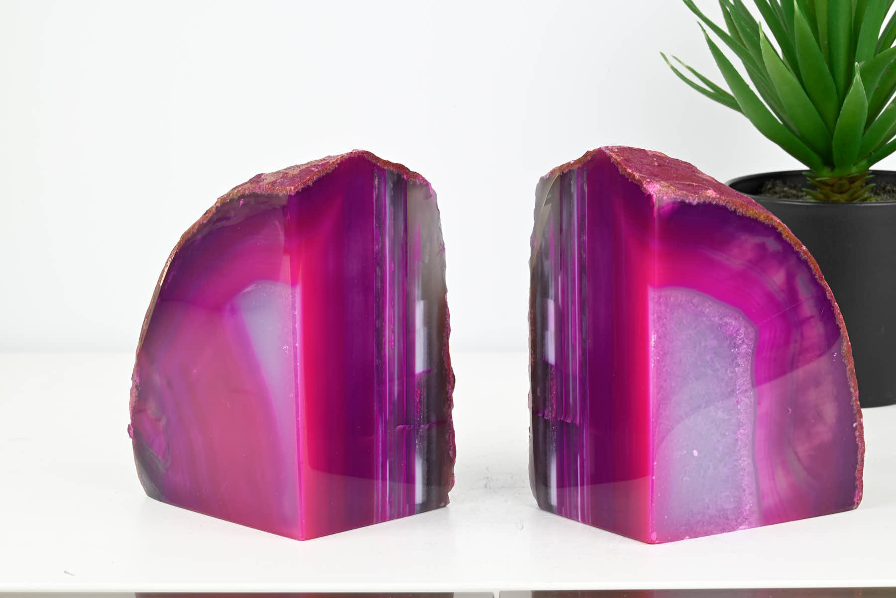 Extra Quality Pink Agate Bookends - 14cm tall - #BOPINK-12006