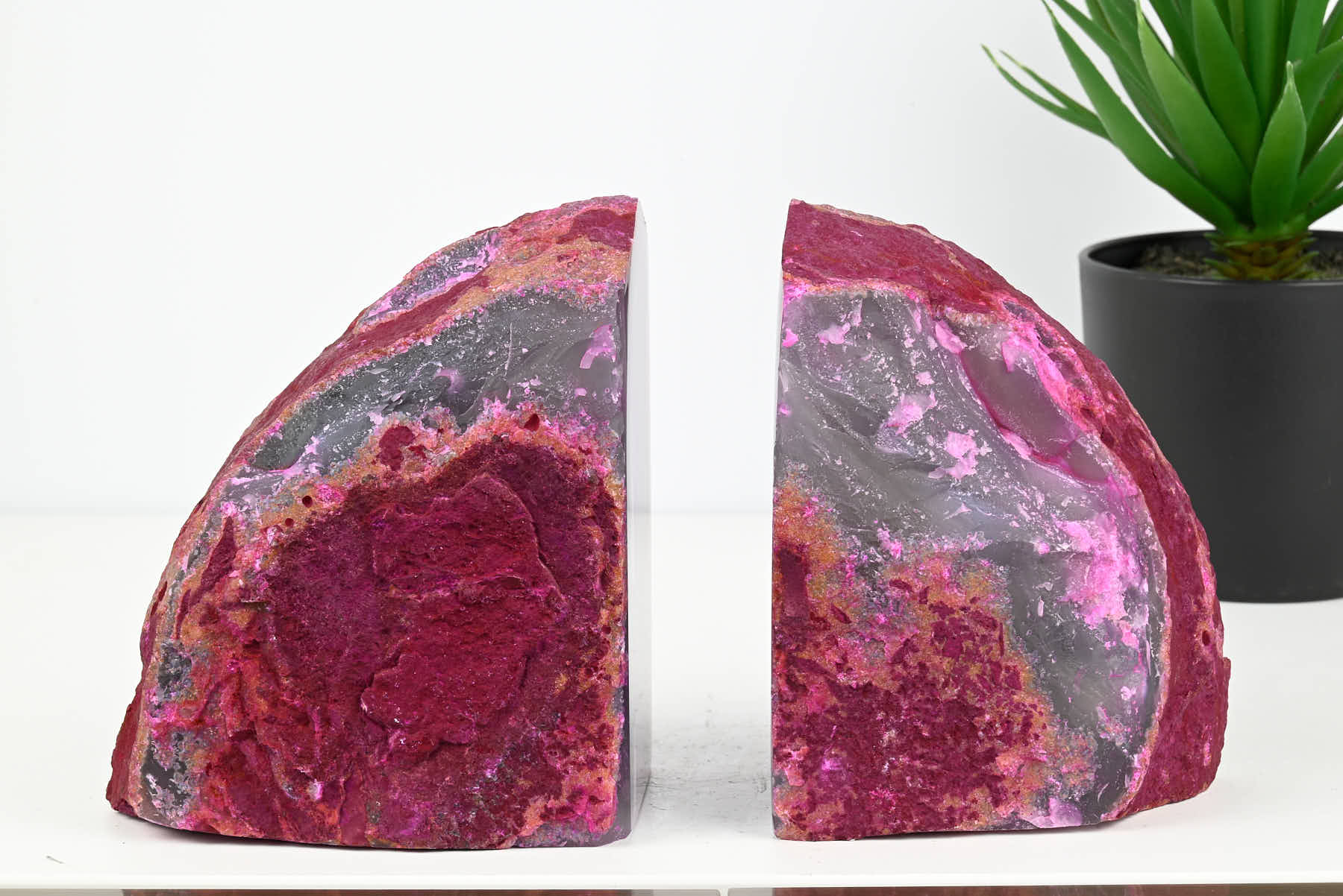 Extra Quality Pink Agate Bookends - 14cm tall - #BOPINK-12006