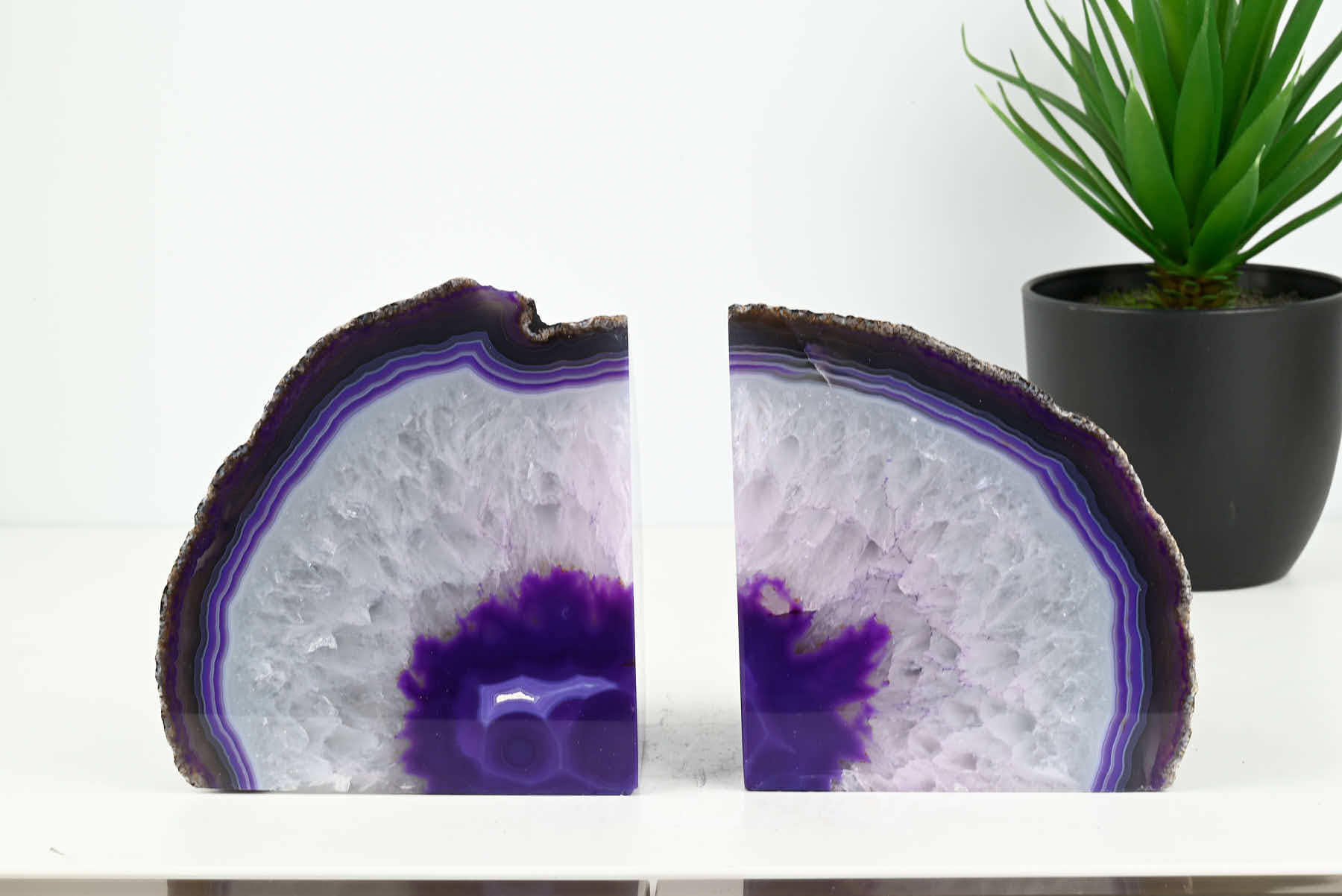 Extra Quality Purple Agate Bookends - 13cm tall - #BOPURP-12001
