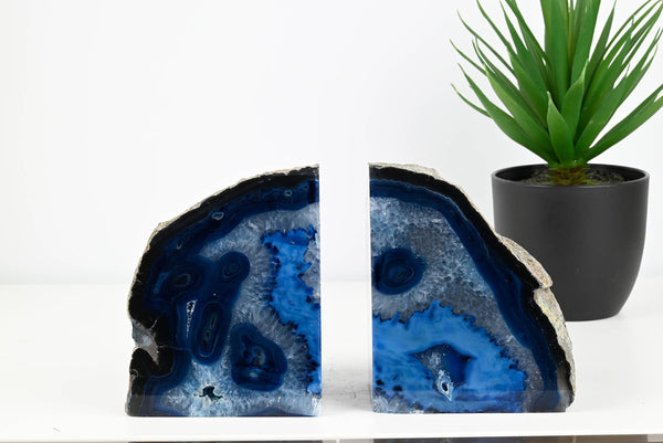Extra Quality Blue Agate Bookends - 13cm tall - #BOBLUE-12006