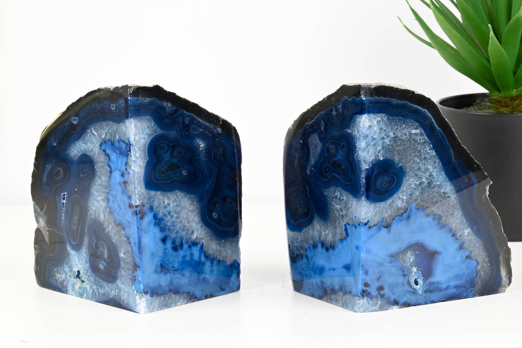 Extra Quality Blue Agate Bookends - 13cm tall - #BOBLUE-12006