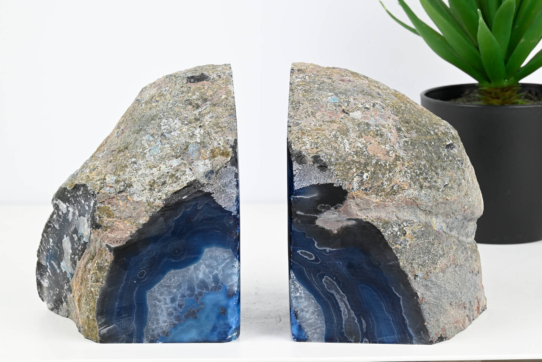 Extra Quality Blue Agate Bookends - 13cm tall - #BOBLUE-12006