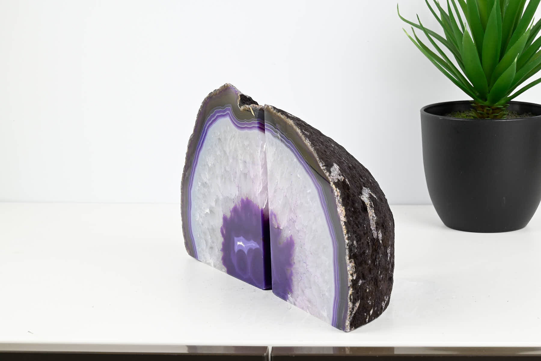 Extra Quality Purple Agate Bookends - 13cm tall - #BOPURP-12001