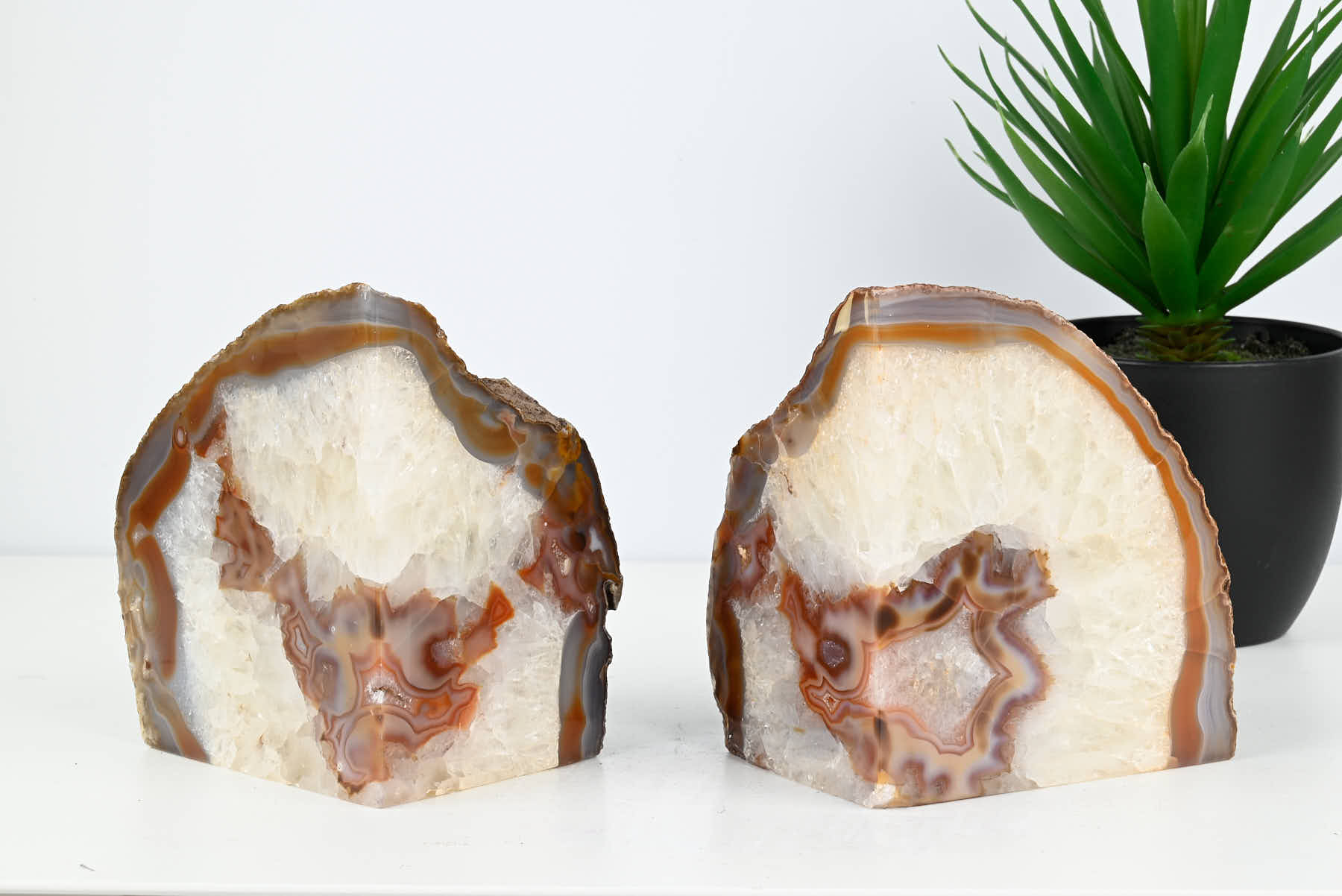 Extra Quality Natural Agate Bookends - 13cm tall - #BONATU-12002