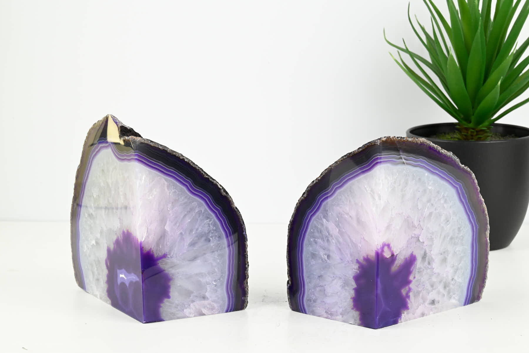 Extra Quality Purple Agate Bookends - 13cm tall - #BOPURP-12001