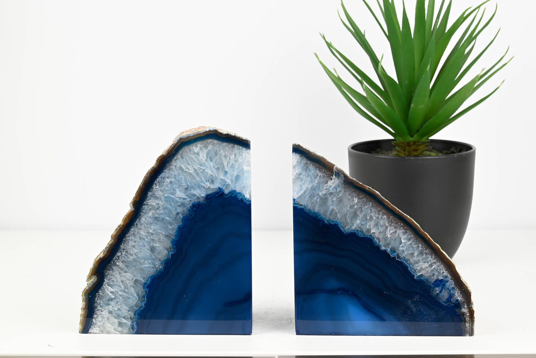 Extra Quality Blue Agate Bookends - 14cm tall - #BOBLUE-12007