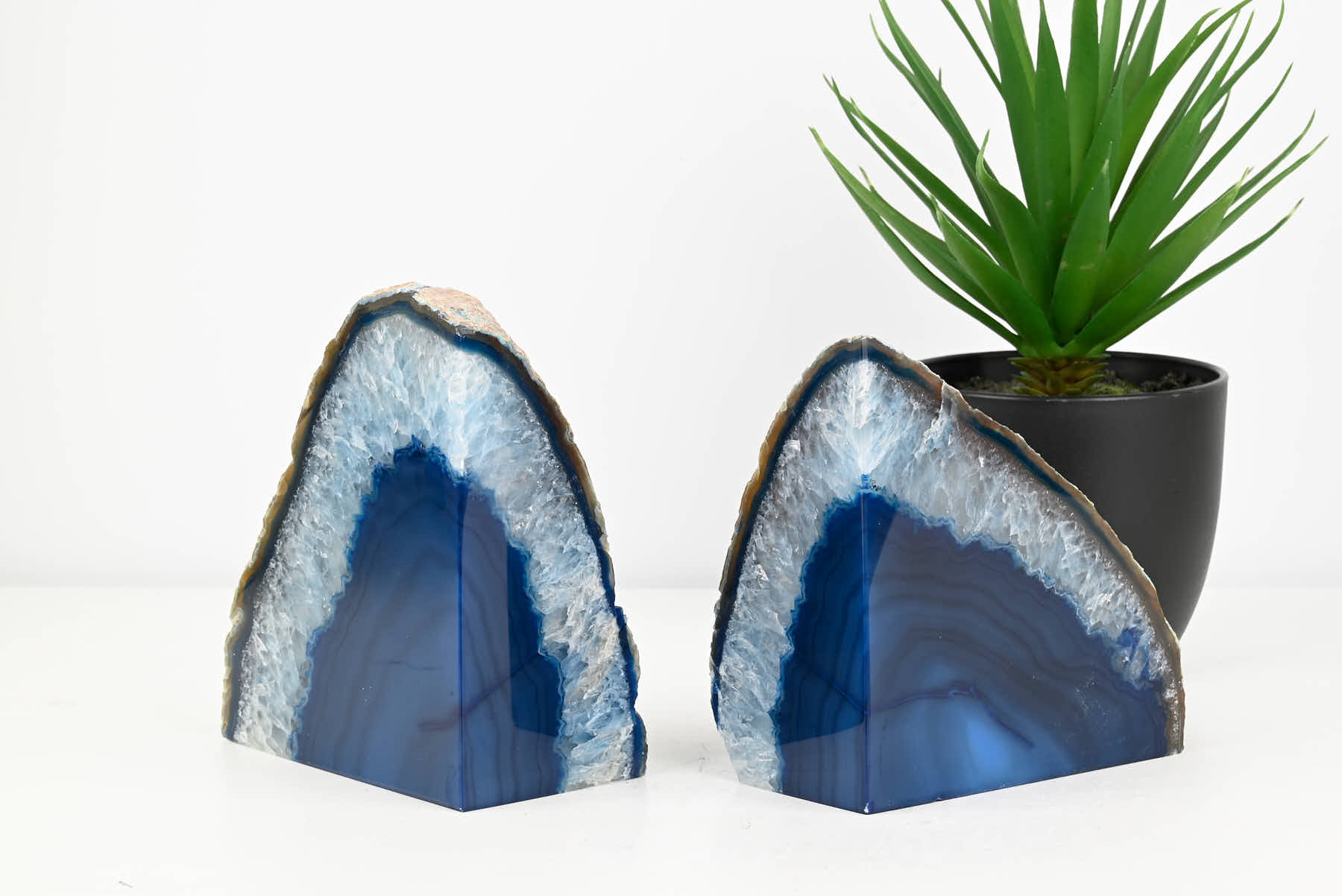 Extra Quality Blue Agate Bookends - 14cm tall - #BOBLUE-12007