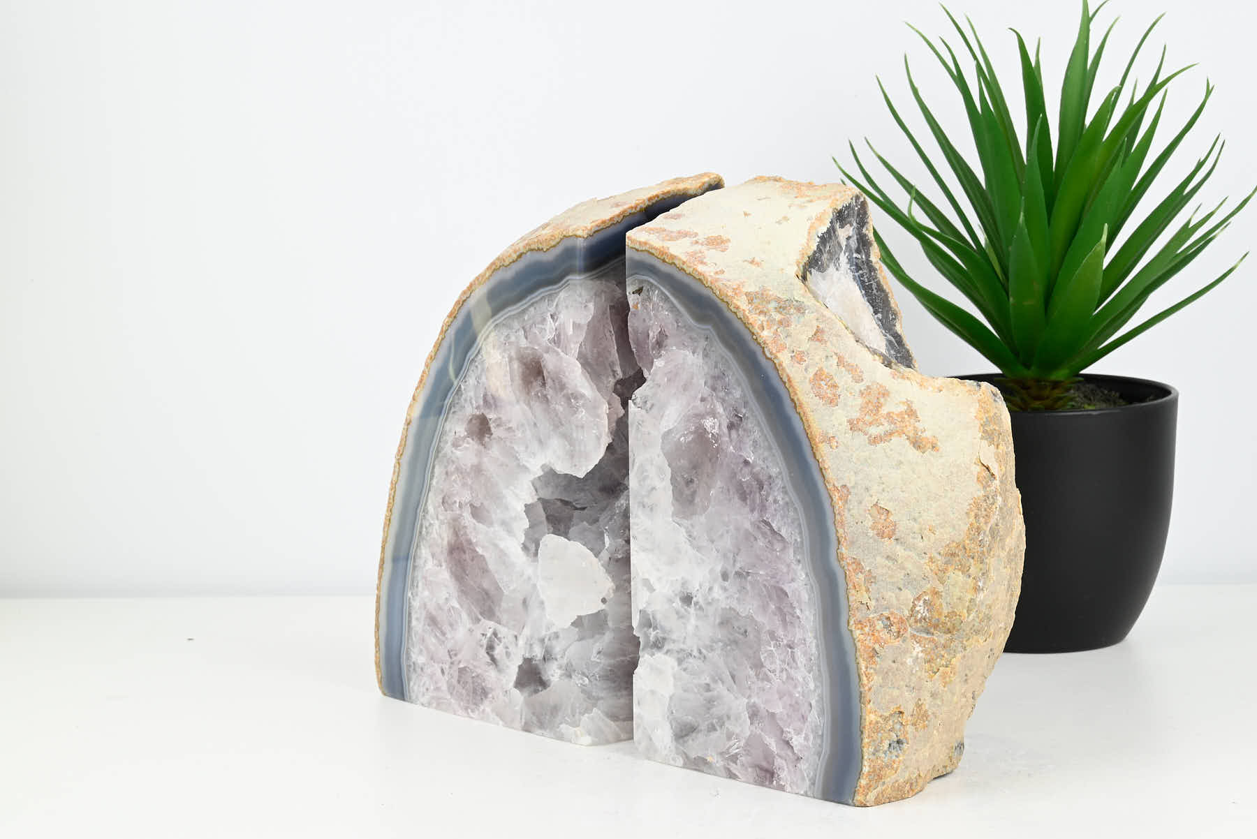 Extra Quality Natural Agate Bookends - 14cm tall - #BONATU-12014