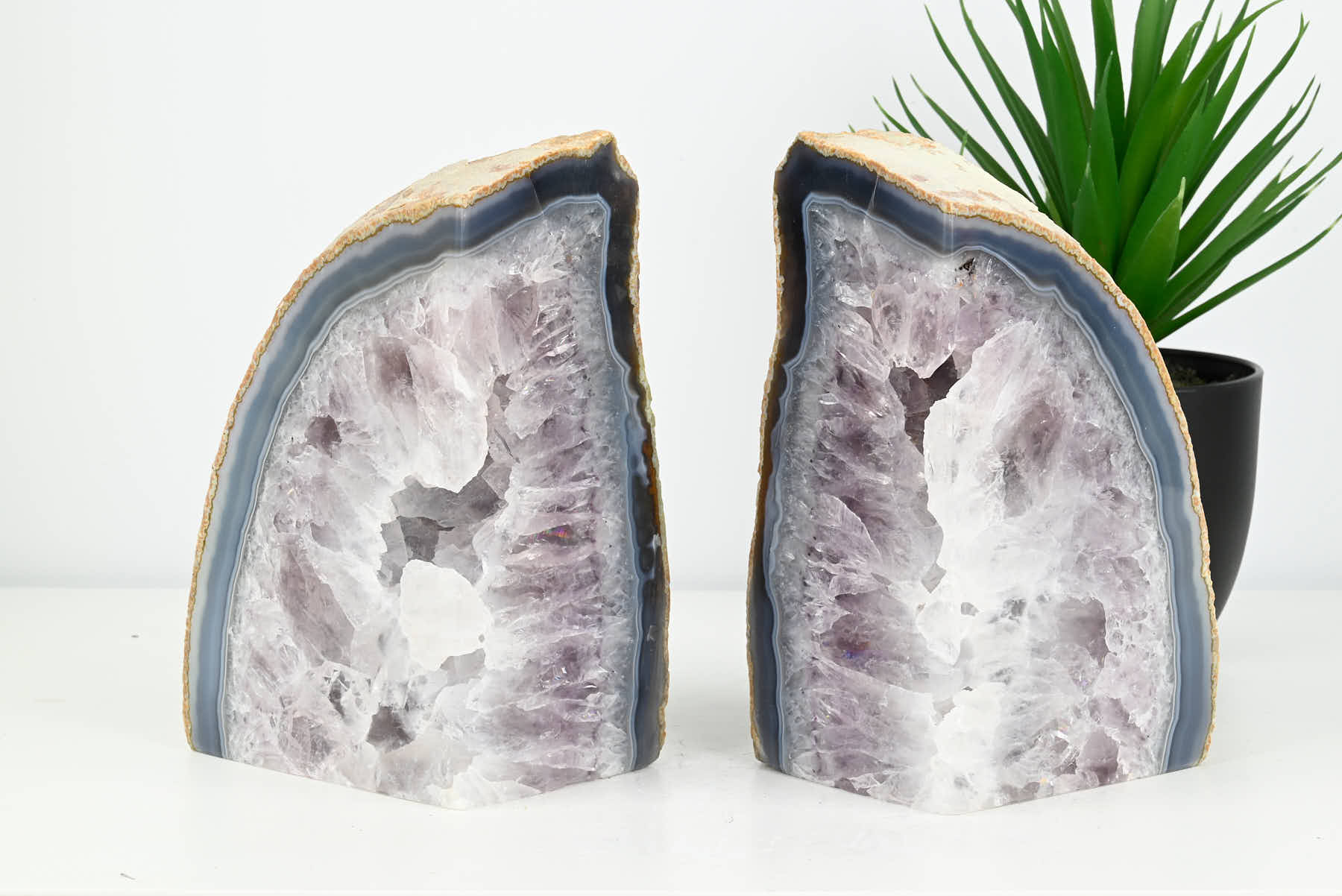 Extra Quality Natural Agate Bookends - 14cm tall - #BONATU-12014