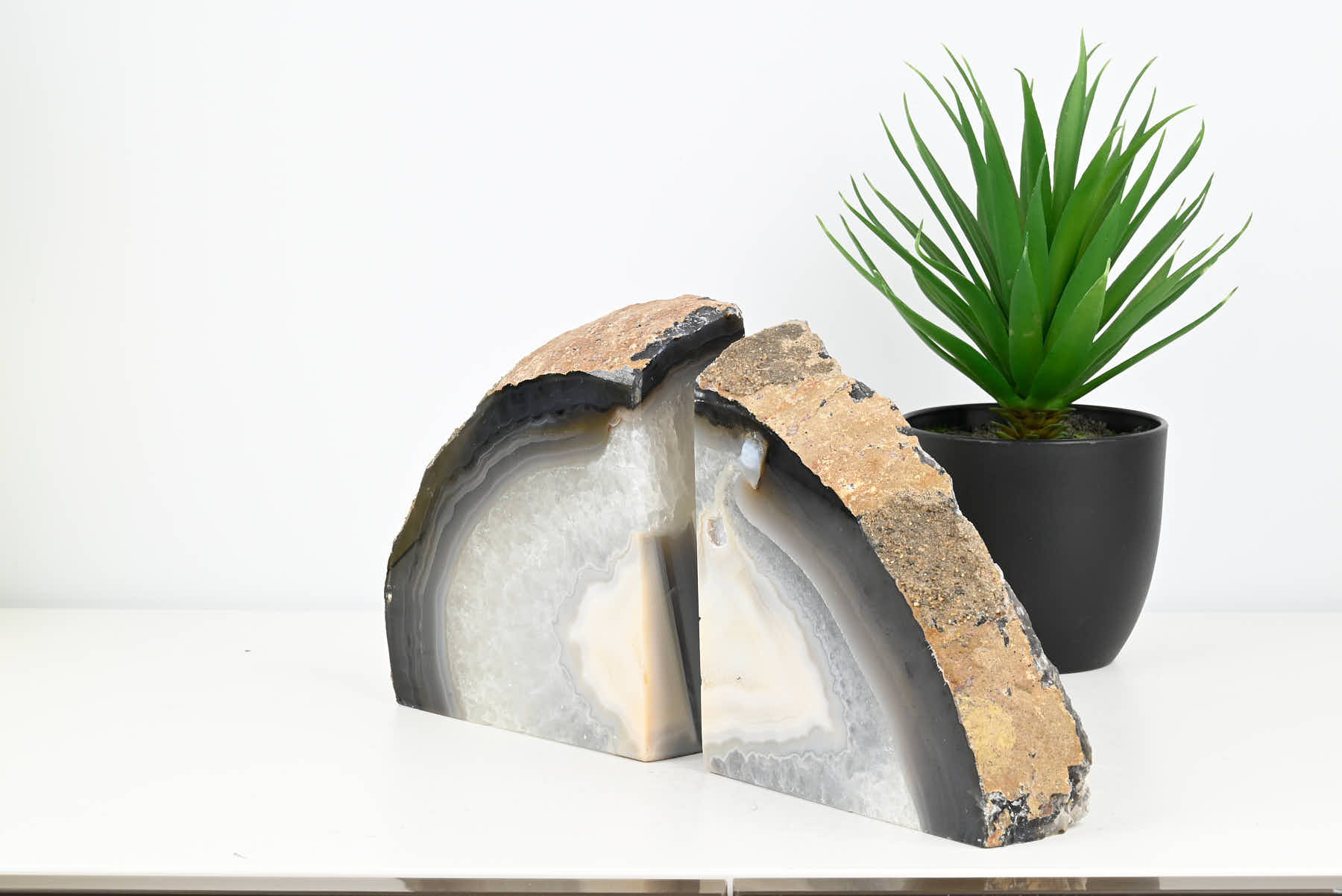 Extra Quality Natural Agate Bookends - 15cm tall - #BONATU-12011