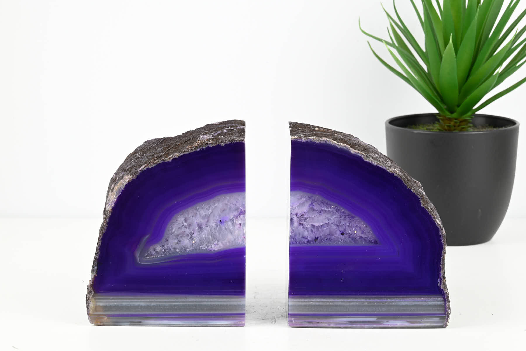 Extra Quality Purple Agate Bookends - 12cm tall - #BOPURP-12002