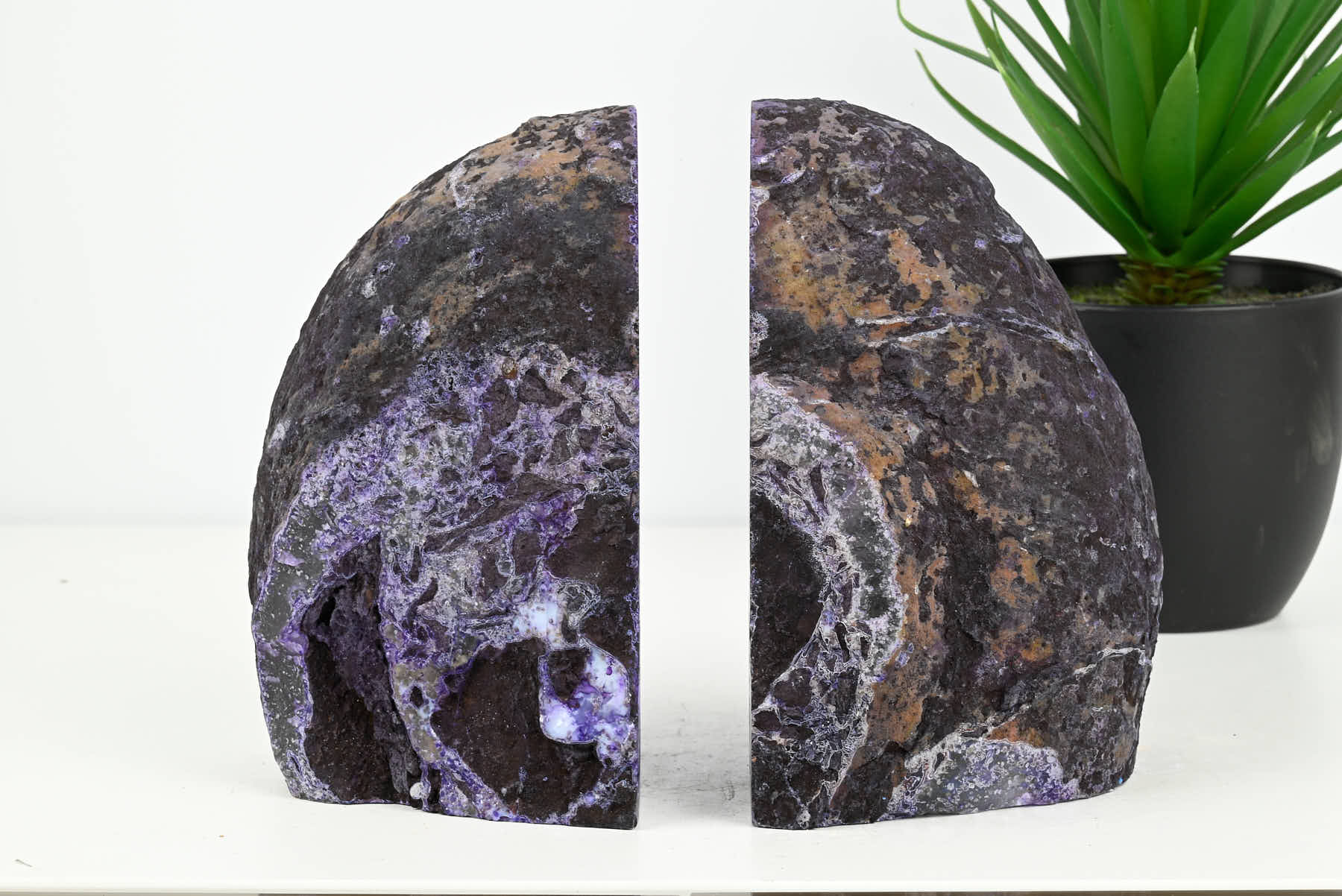 Extra Quality Purple Agate Bookends - 15cm tall - #BOPURP-12005