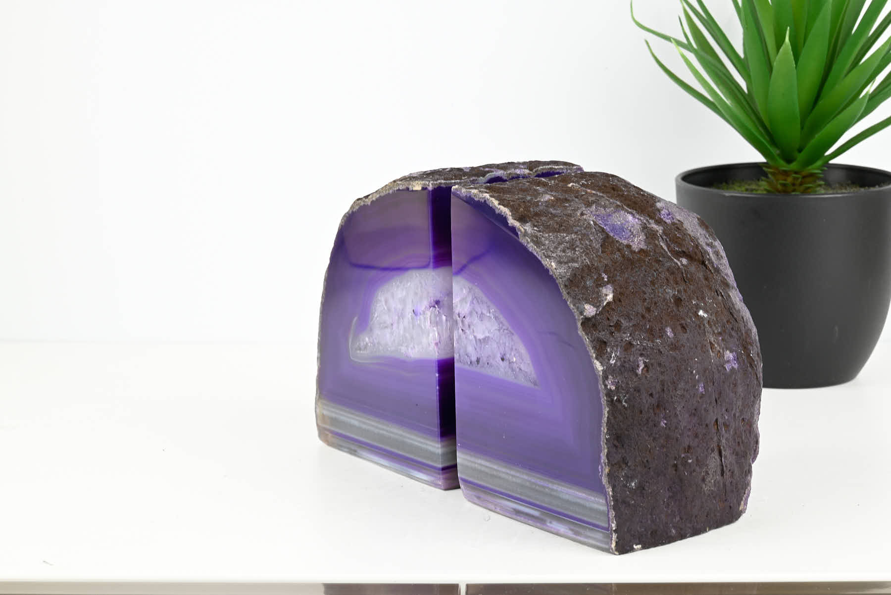 Extra Quality Purple Agate Bookends - 12cm tall - #BOPURP-12002
