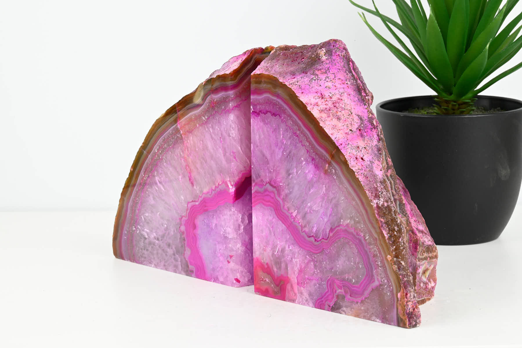 Extra Quality Pink Agate Bookends - 15cm tall - #BOPINK-12007