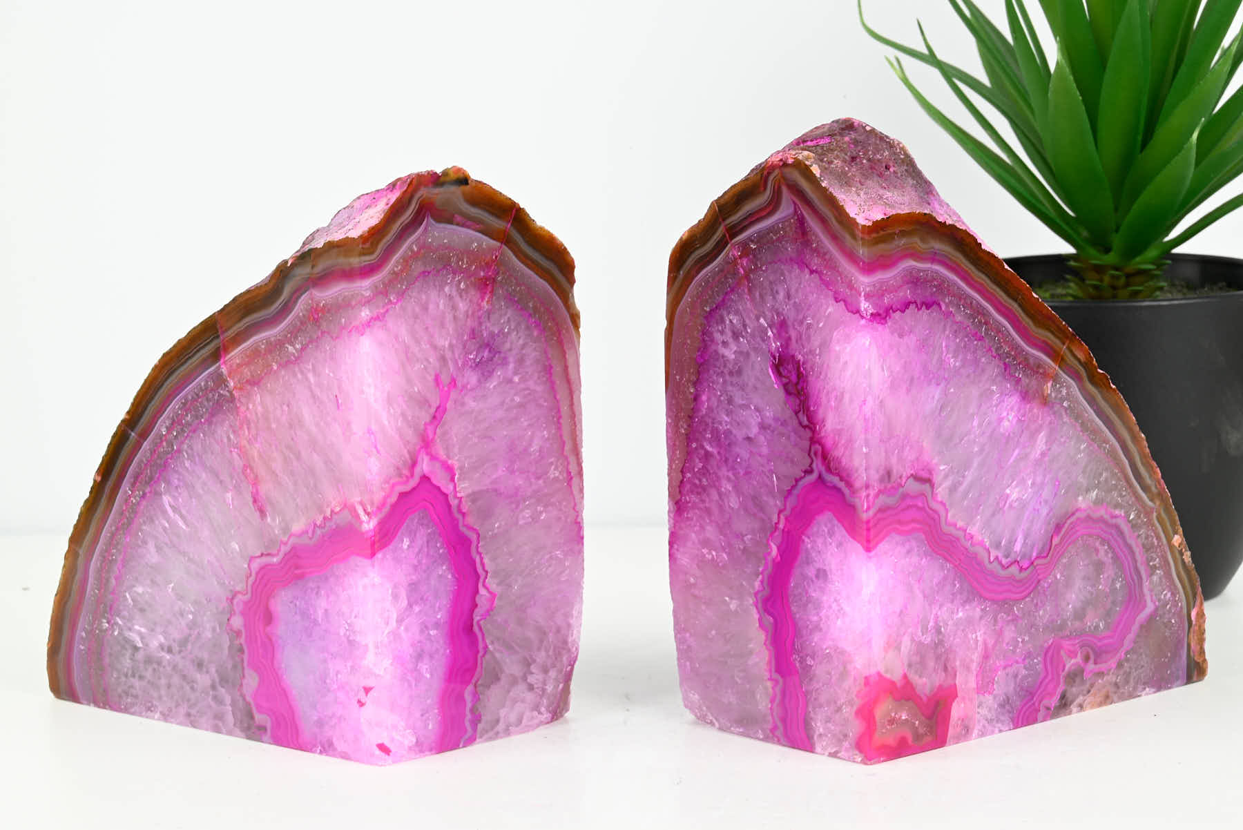 Extra Quality Pink Agate Bookends - 15cm tall - #BOPINK-12007